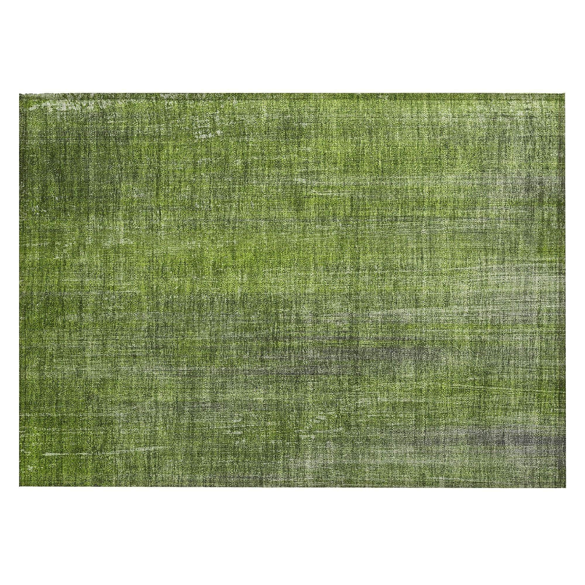 Machine Washable Green Rug - Indoor / Outdoor - Kids / Pet Friendly Striped Print Rug