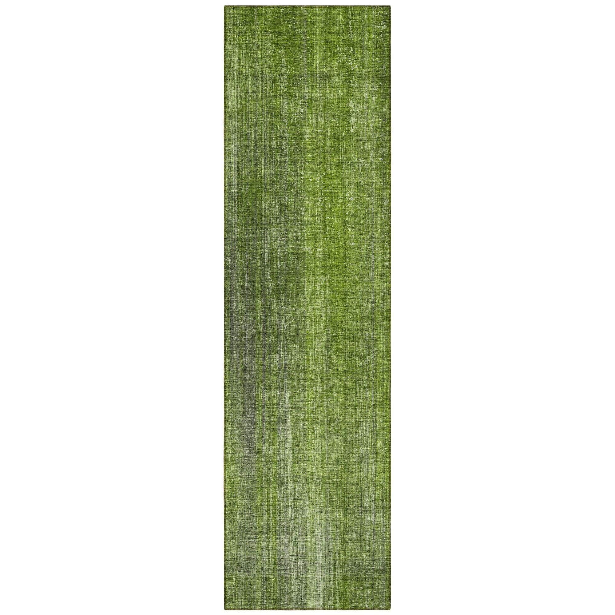 Machine Washable Green Rug - Indoor / Outdoor - Kids / Pet Friendly Striped Print Rug
