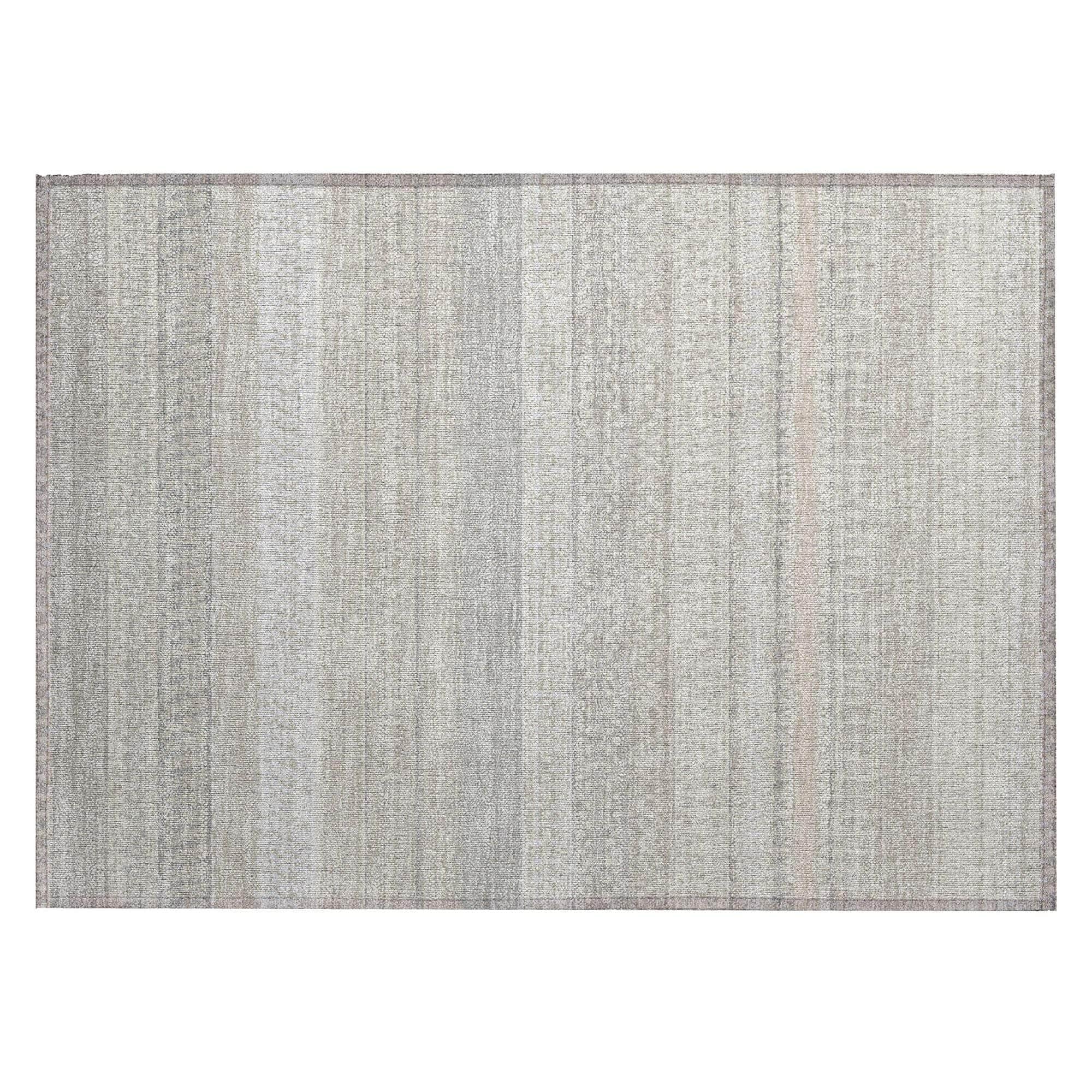 Machine Washable Ivory Rug - Indoor / Outdoor - Kids / Pet Friendly Stripes Print Rug