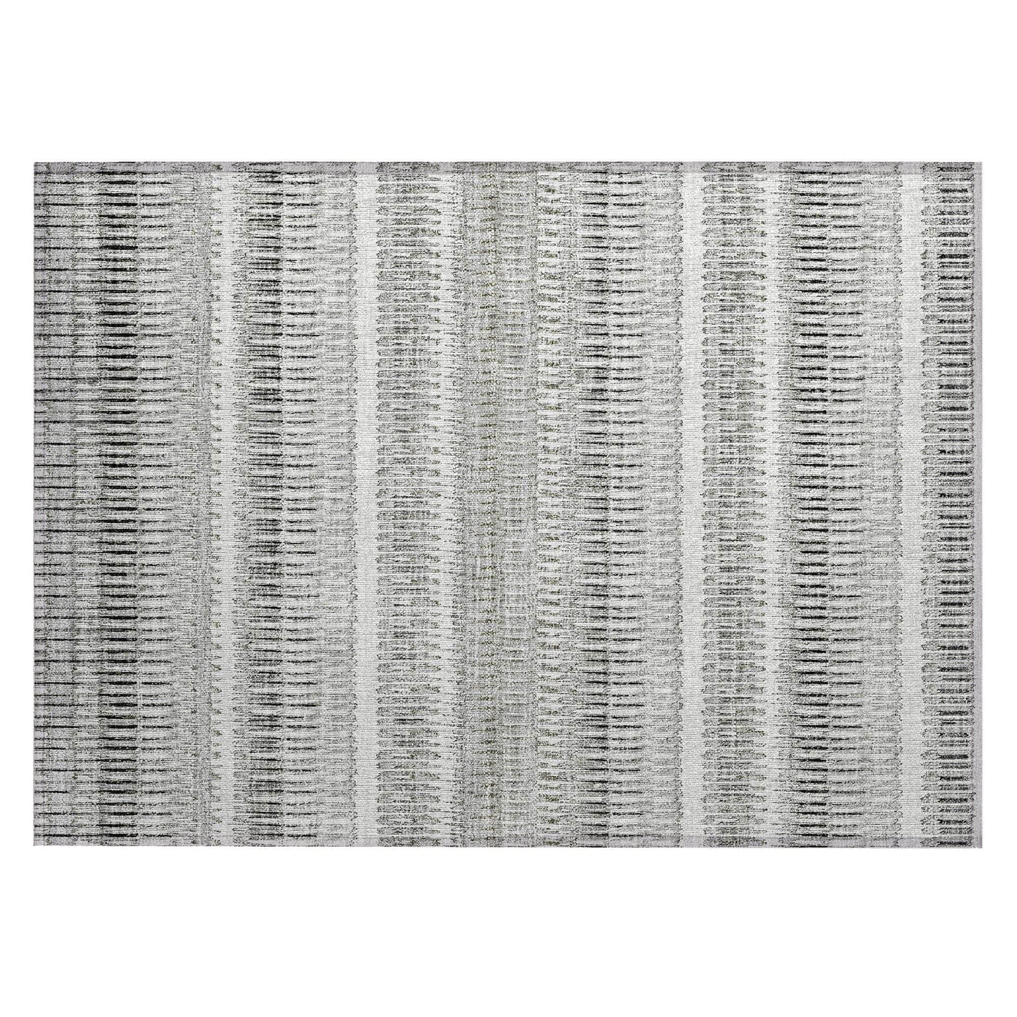 Machine Washable Ivory Rug - Indoor / Outdoor - Kids / Pet Friendly Stripes Print Rug