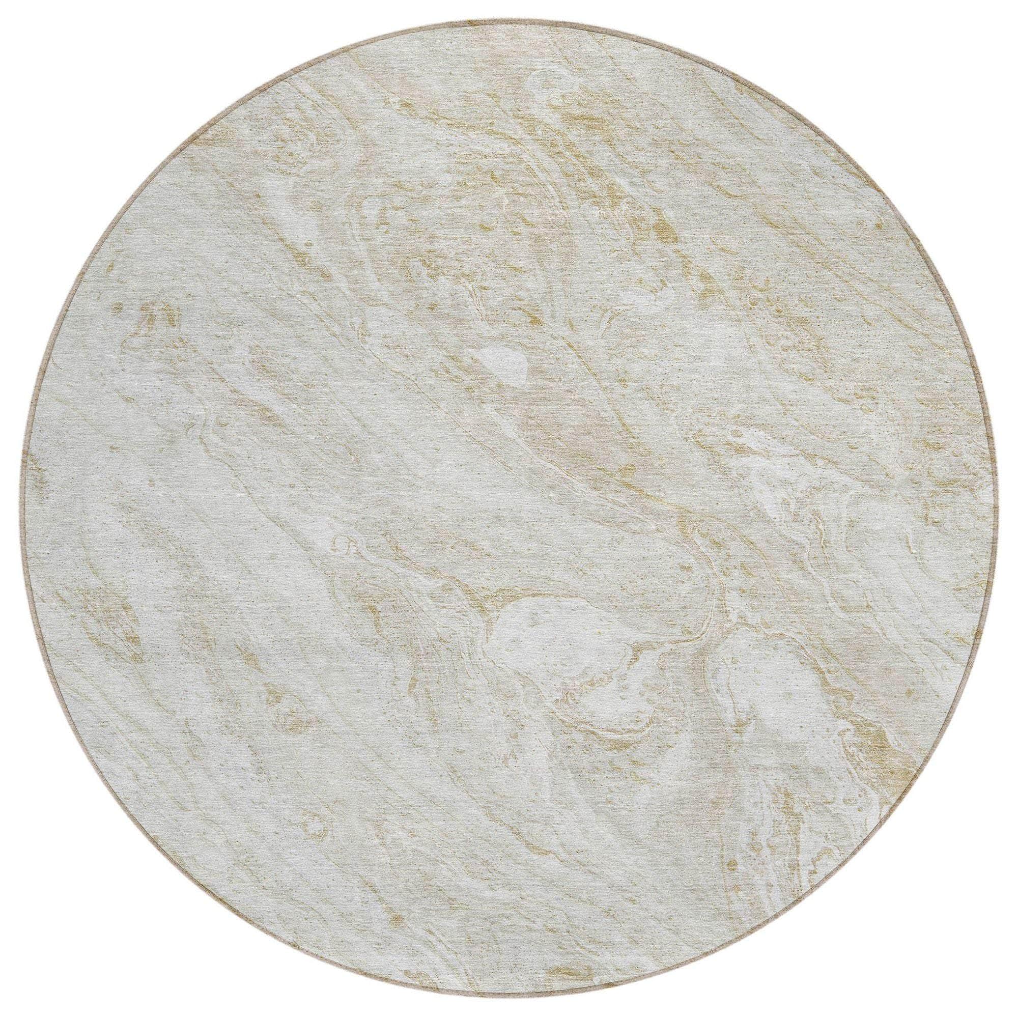 Machine Washable Ivory Rug - Indoor / Outdoor - Kids / Pet Friendly Abstract Print Rug