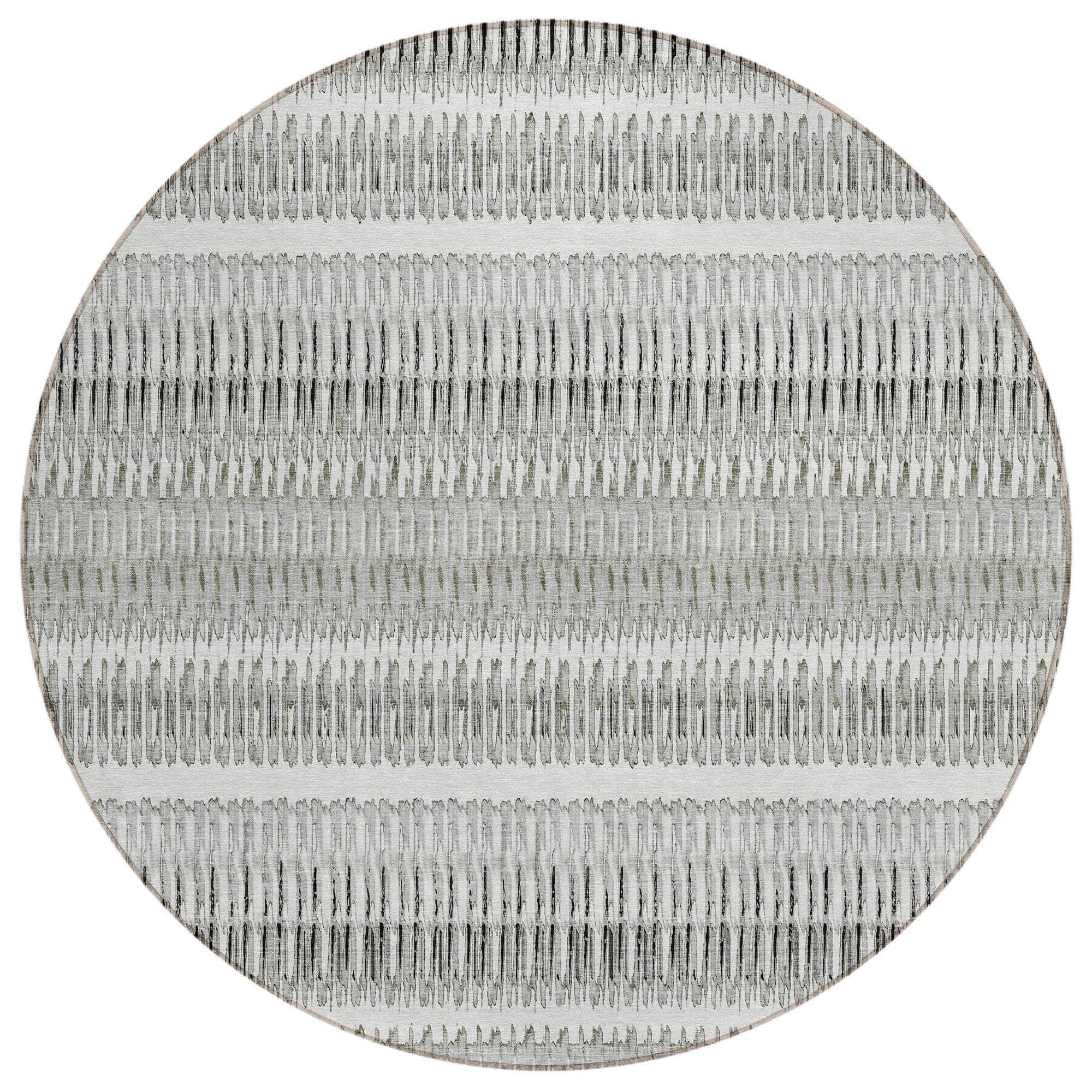 Machine Washable Ivory Rug - Indoor / Outdoor - Kids / Pet Friendly Stripes Print Rug