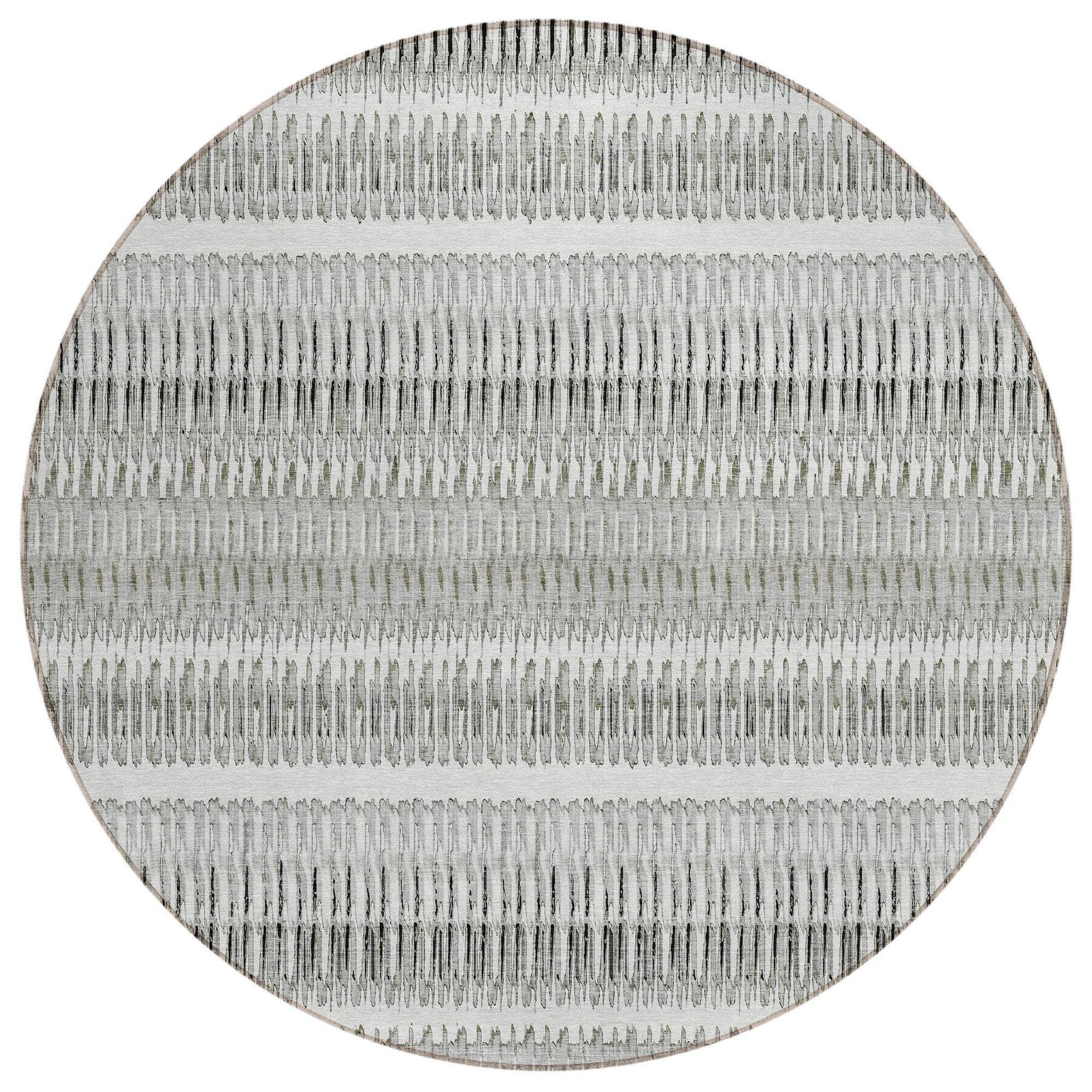 Machine Washable Ivory Rug - Indoor / Outdoor - Kids / Pet Friendly Stripes Print Rug