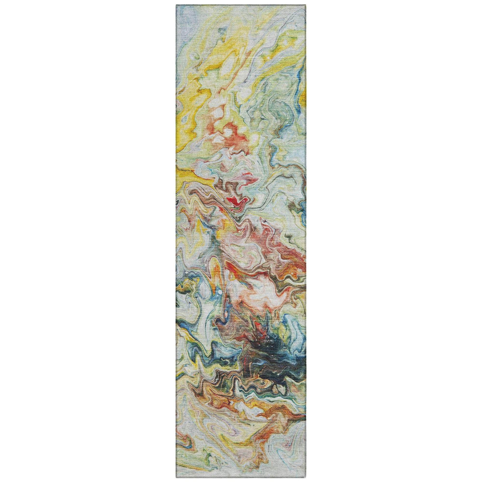 Machine Washable Ivory Rug - Indoor / Outdoor - Kids / Pet Friendly Abstract Print Rug