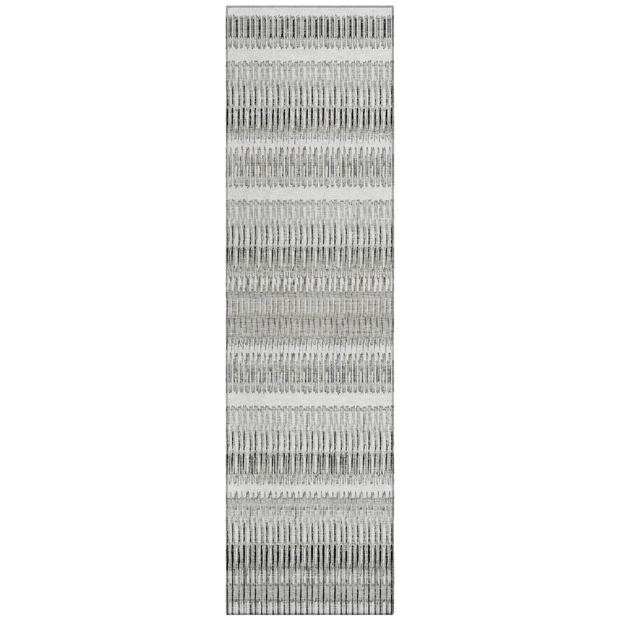 Machine Washable Ivory Rug - Indoor / Outdoor - Kids / Pet Friendly Stripes Print Rug