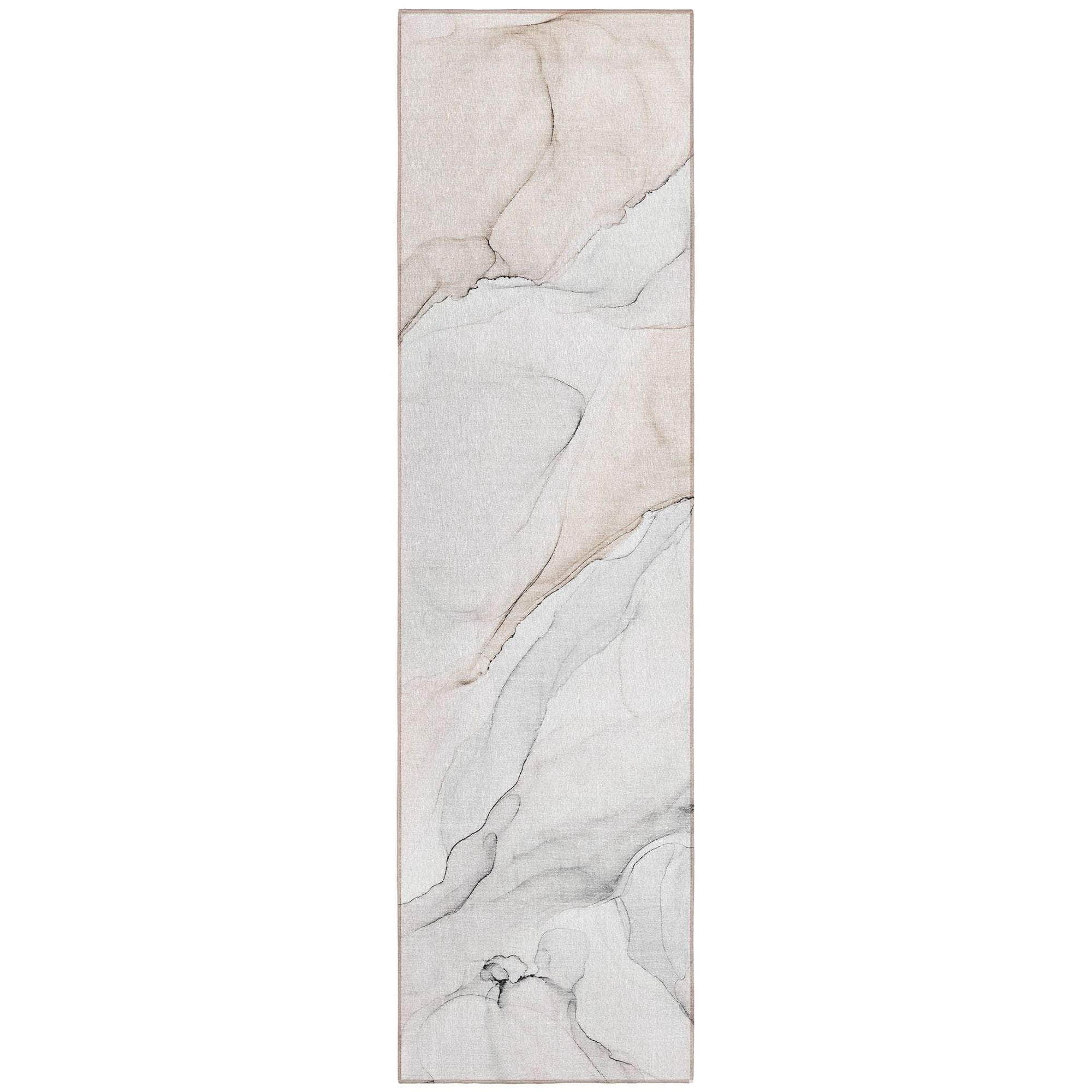 Machine Washable Ivory Rug - Indoor / Outdoor - Kids / Pet Friendly Watercolors Print Rug