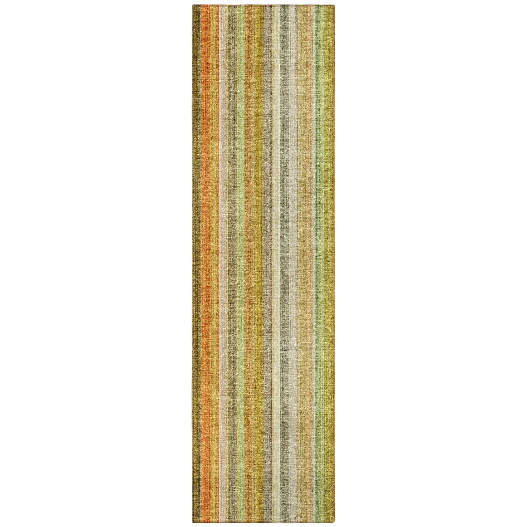 Machine Washable Khaki Brown Rug - Indoor / Outdoor - Kids / Pet Friendly Stripes Print Rug