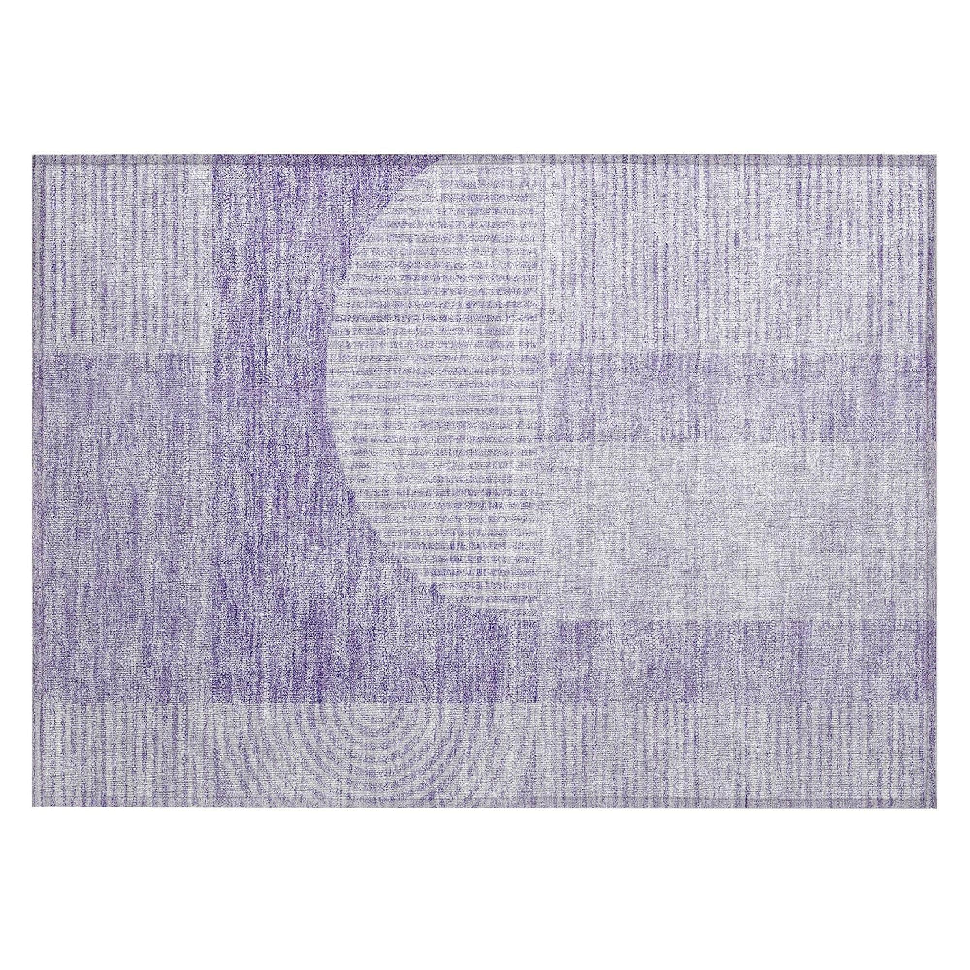 Machine Washable Lavender Purple Rug - Indoor / Outdoor - Kids / Pet Friendly Art Deco Print Rug