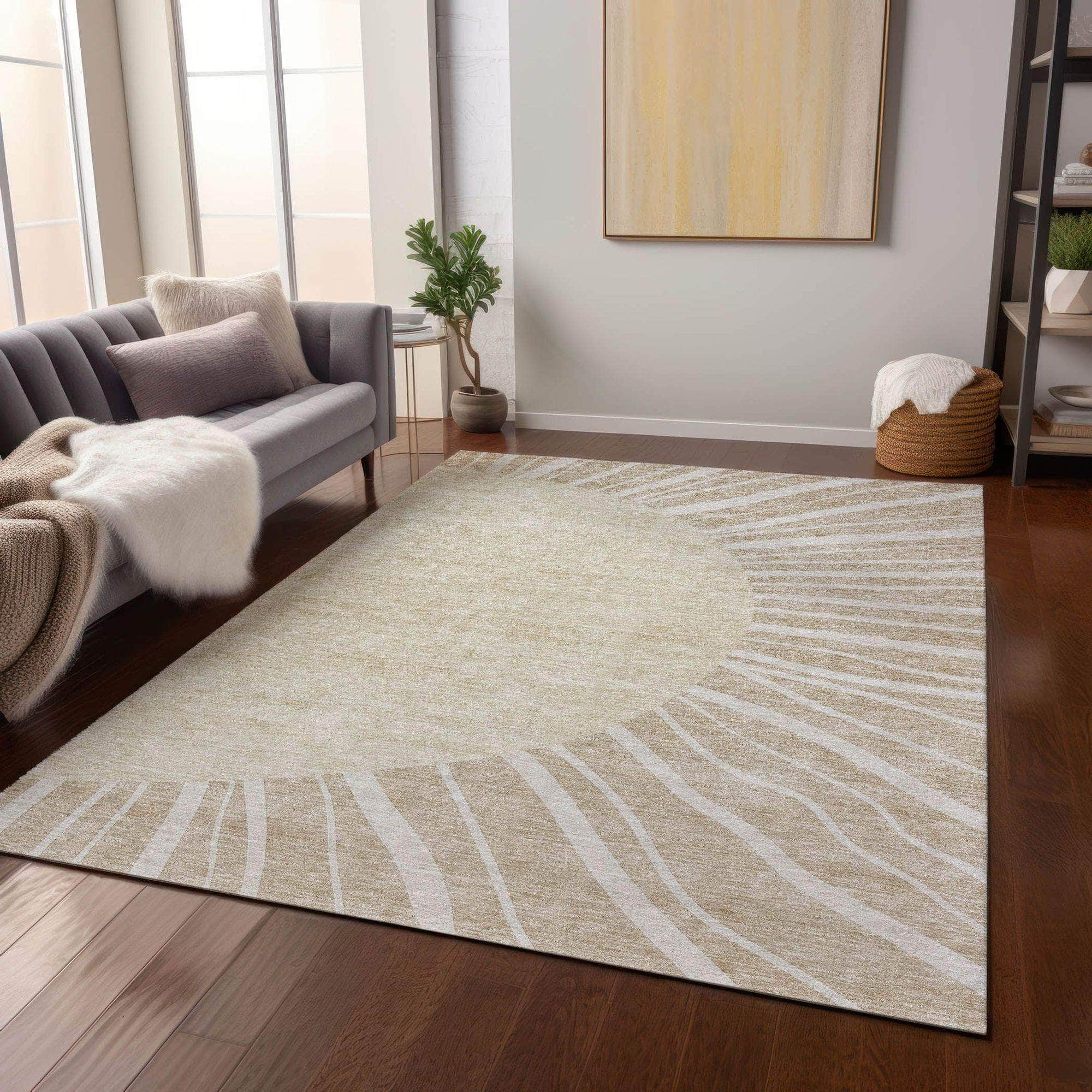 Machine Made ACN668 Beige Brown Rugs