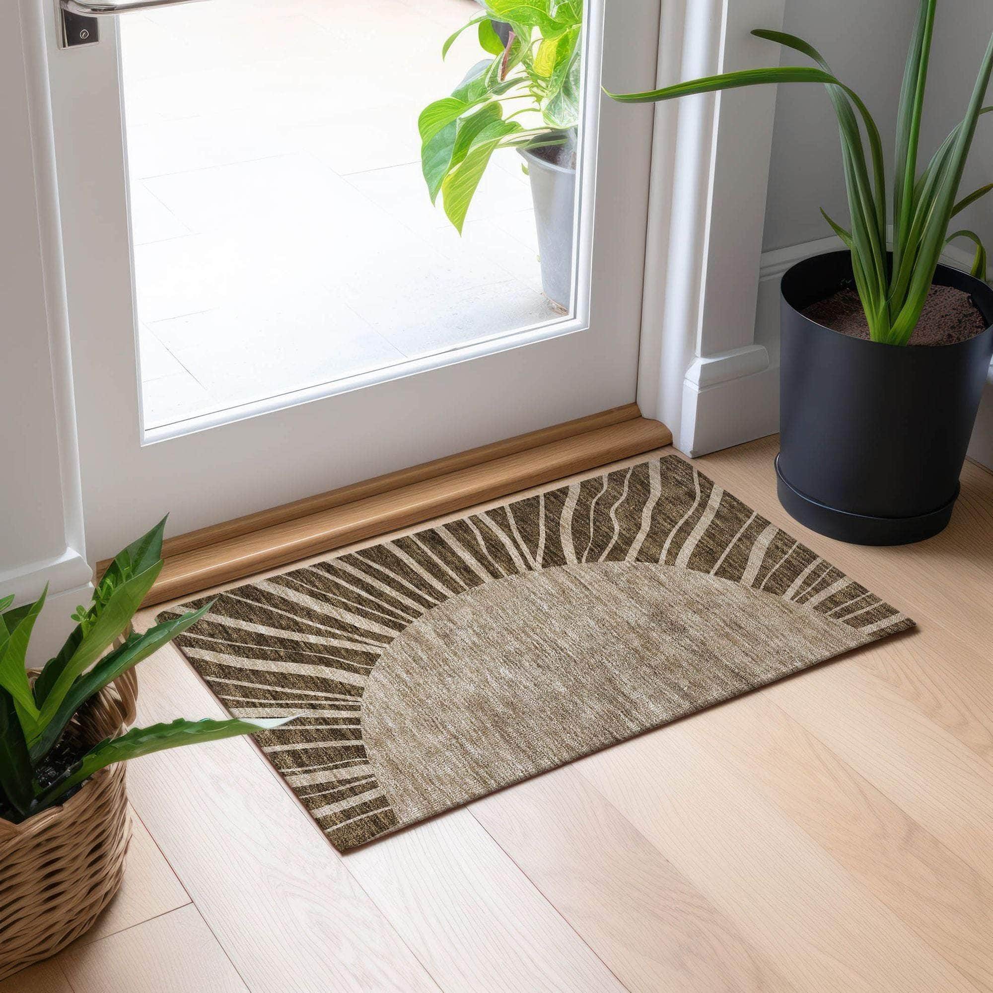 Machine Made ACN668 Brown Rugs