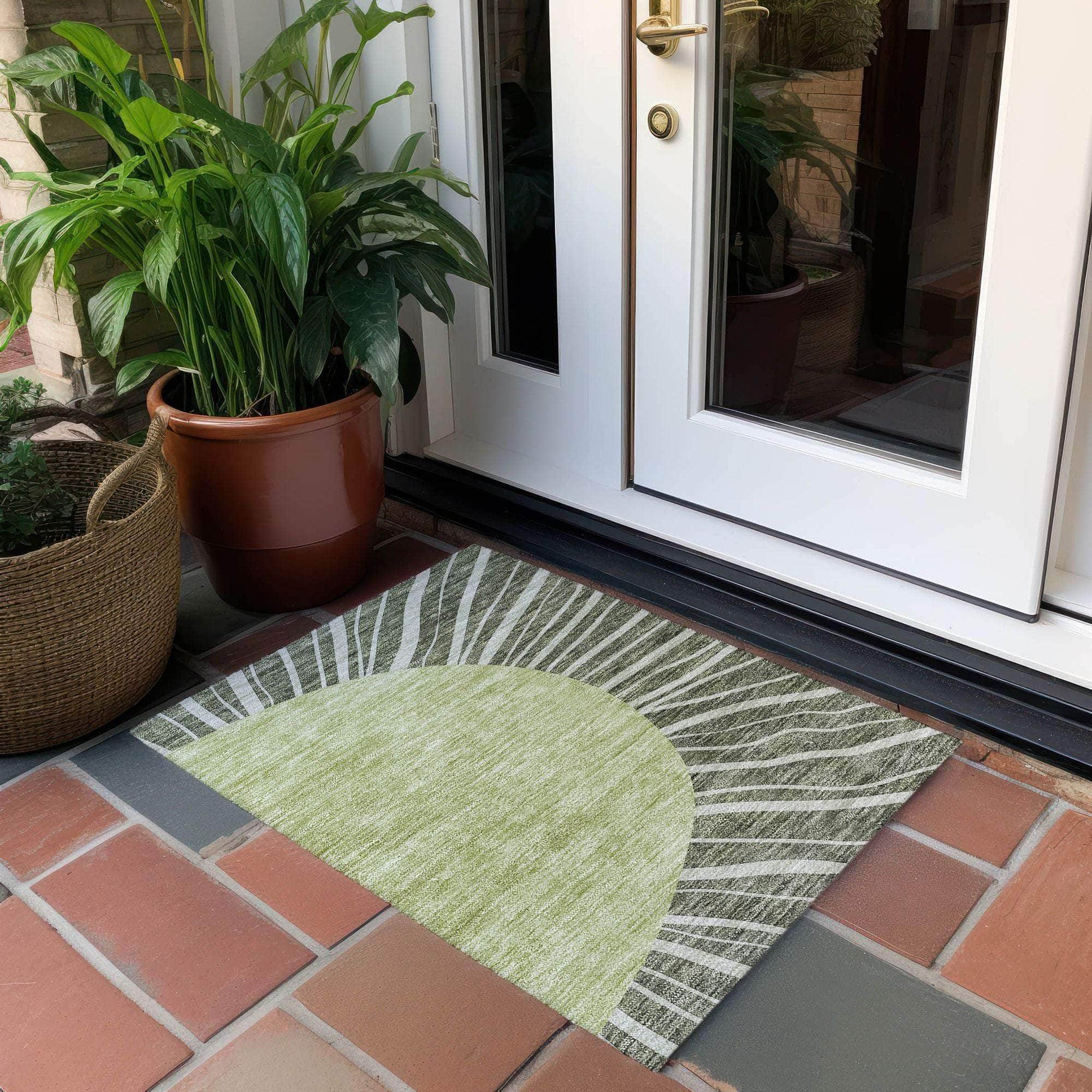 Machine Made ACN668 Olive Green Rugs