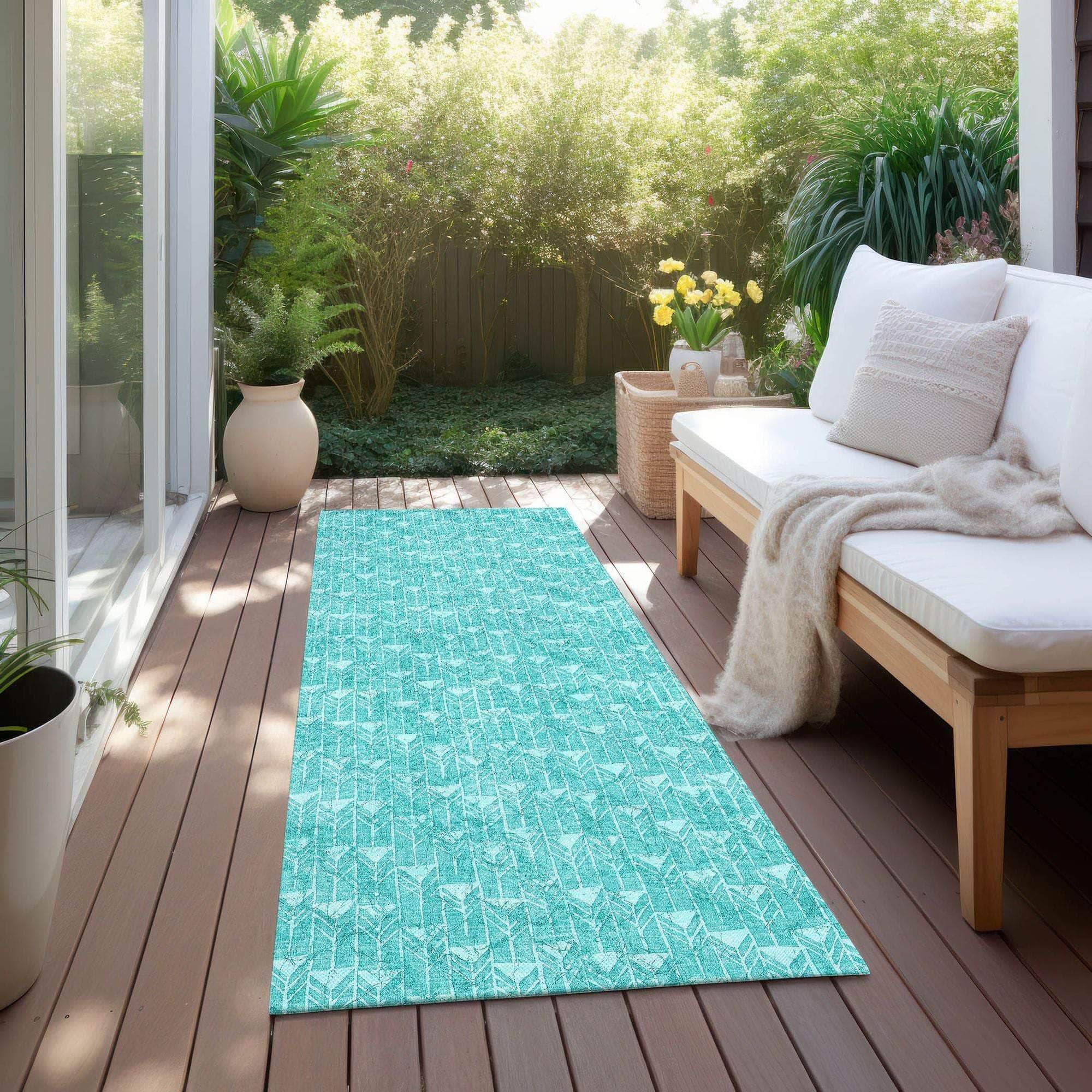 Machine Made ACN514 Teal Rugs