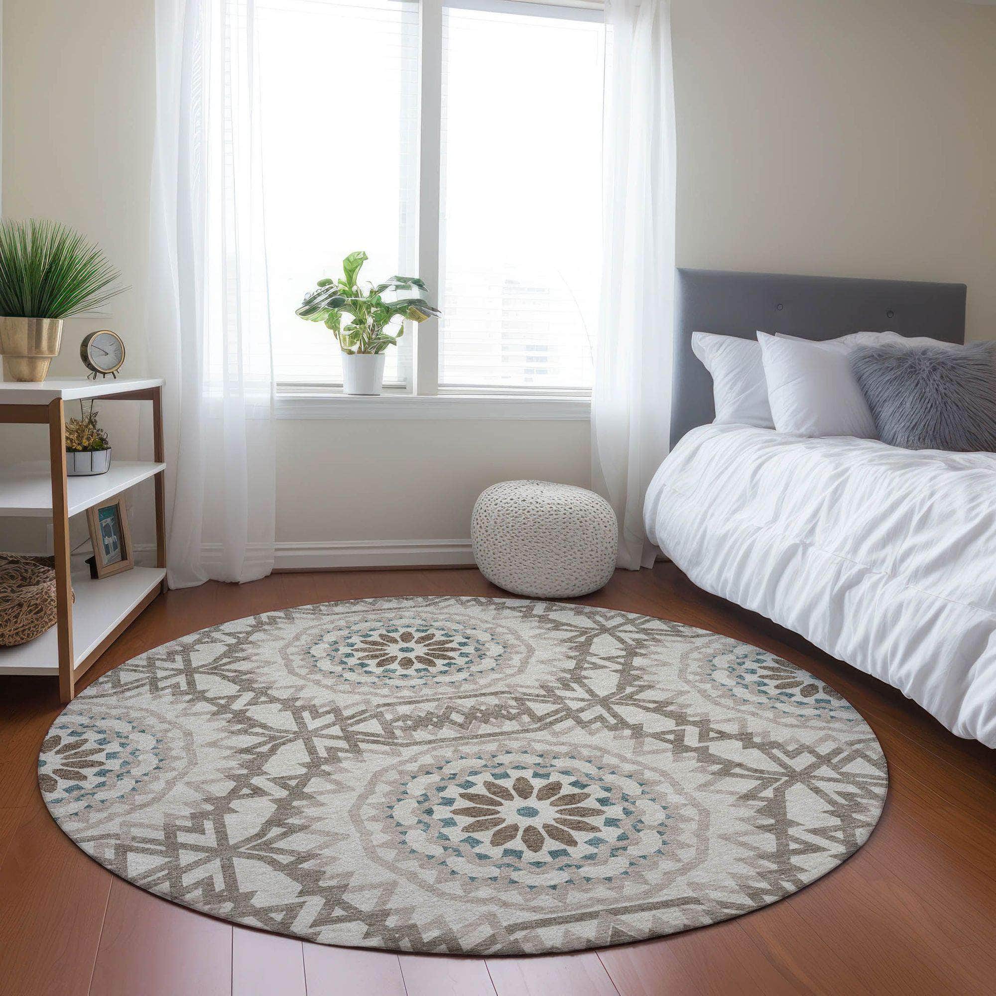 Machine Made ACN619 Beige Brown Rugs