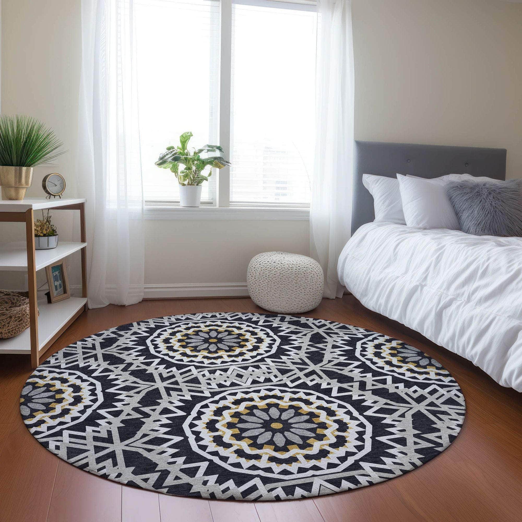 Machine Made ACN619 Black Rugs