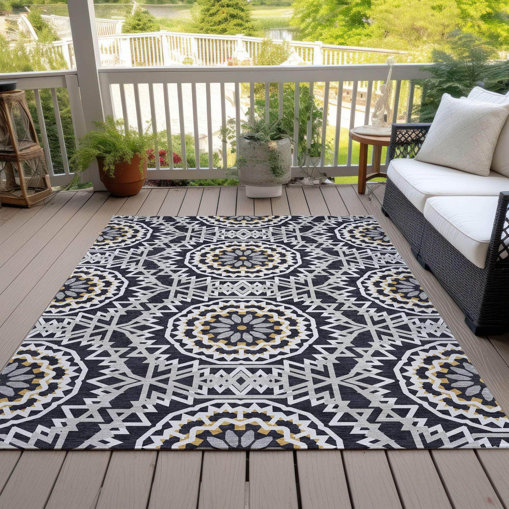 Machine Made ACN619 Black Rugs