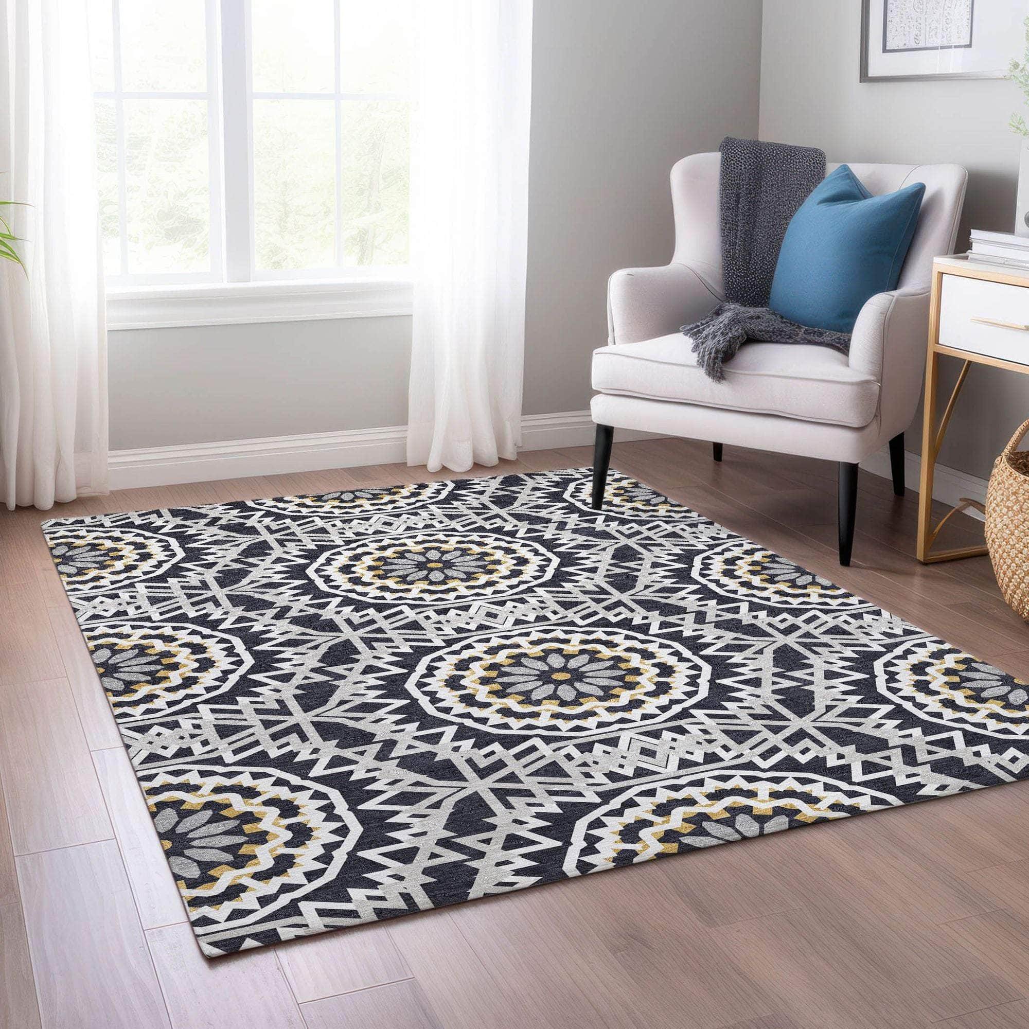 Machine Made ACN619 Black Rugs