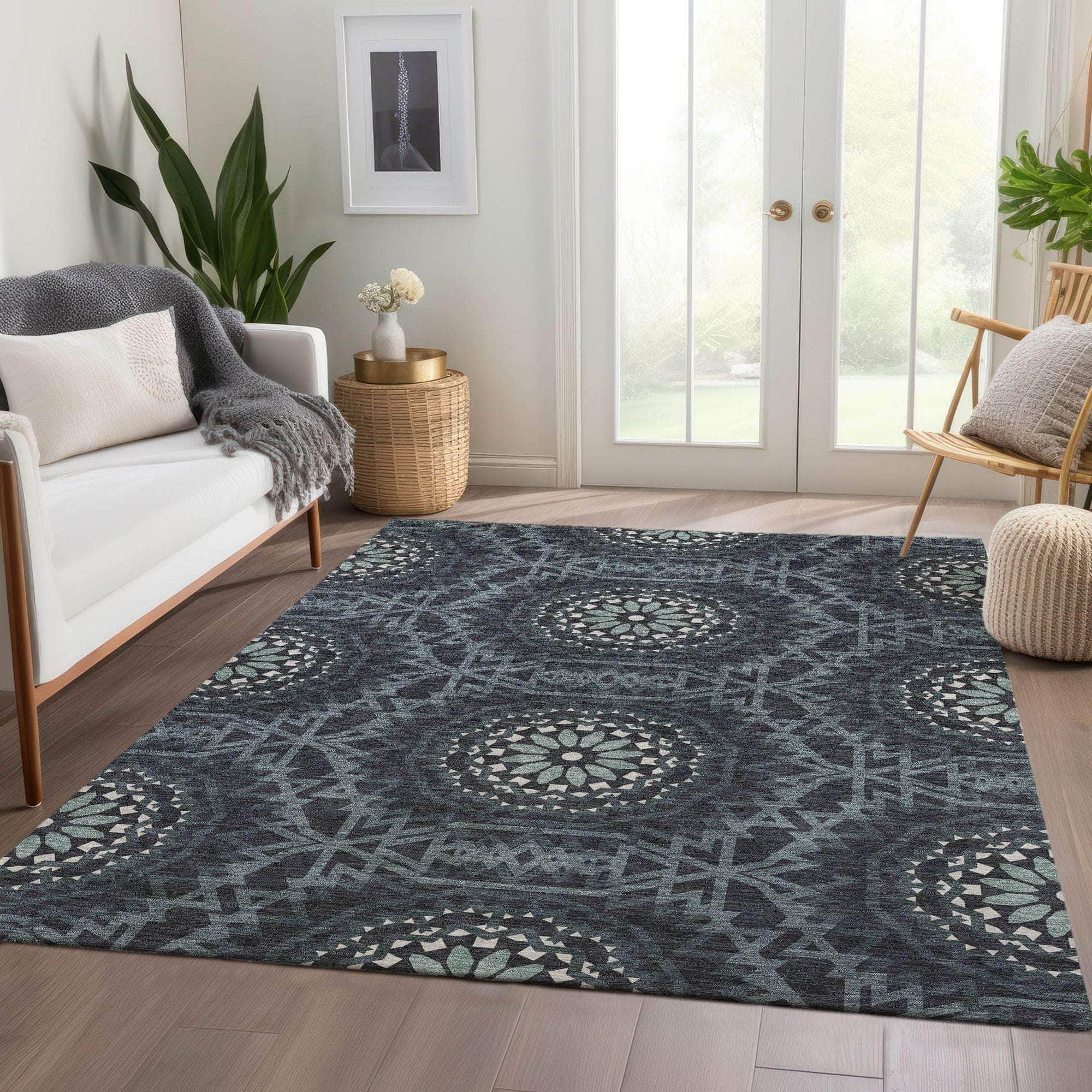 Machine Made ACN619 Charcoal Gray Rugs