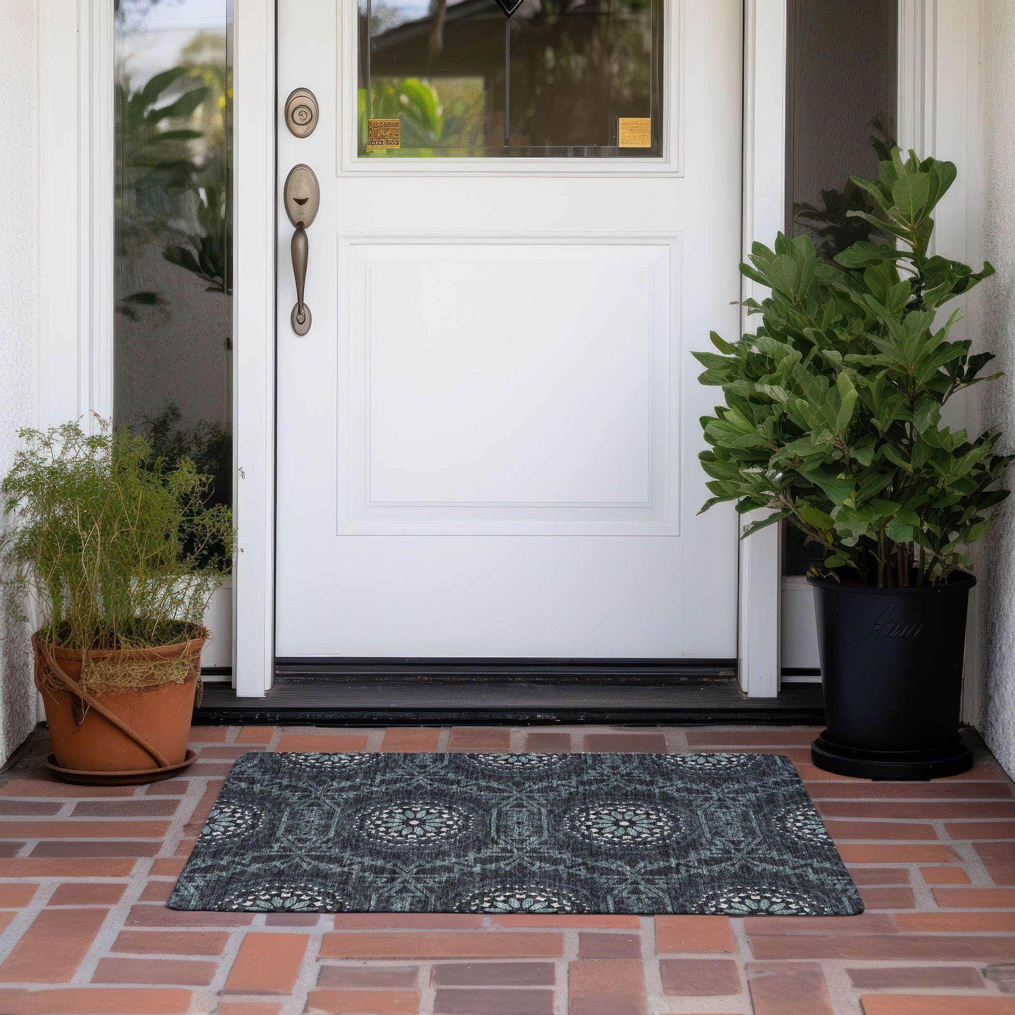 Machine Made ACN619 Charcoal Gray Rugs