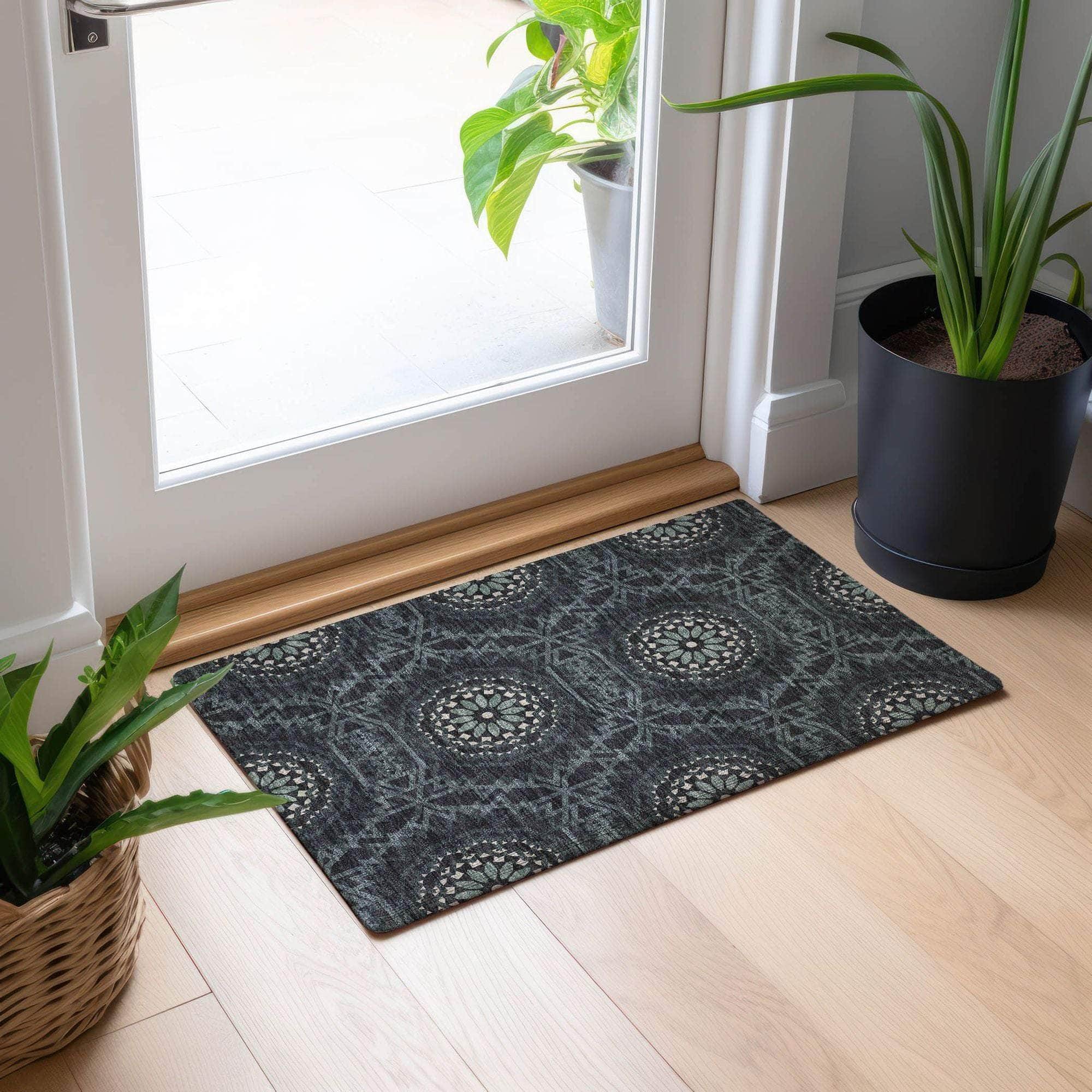 Machine Made ACN619 Charcoal Gray Rugs