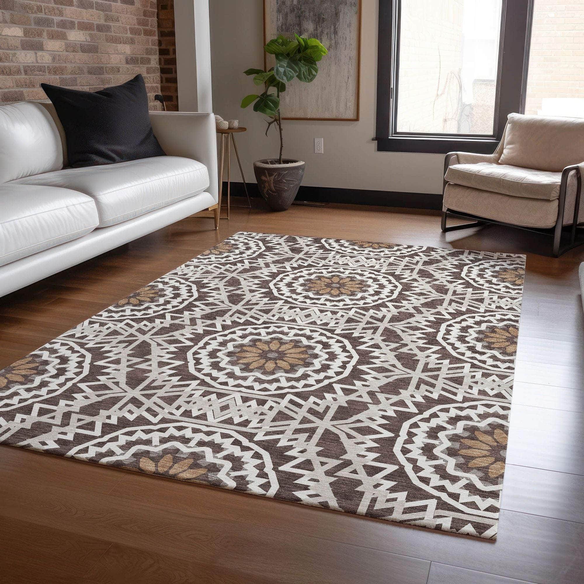 Machine Made ACN619 Chocolate Brown Rugs