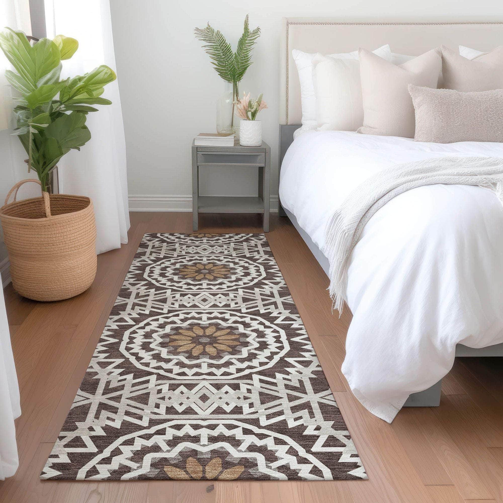 Machine Made ACN619 Chocolate Brown Rugs