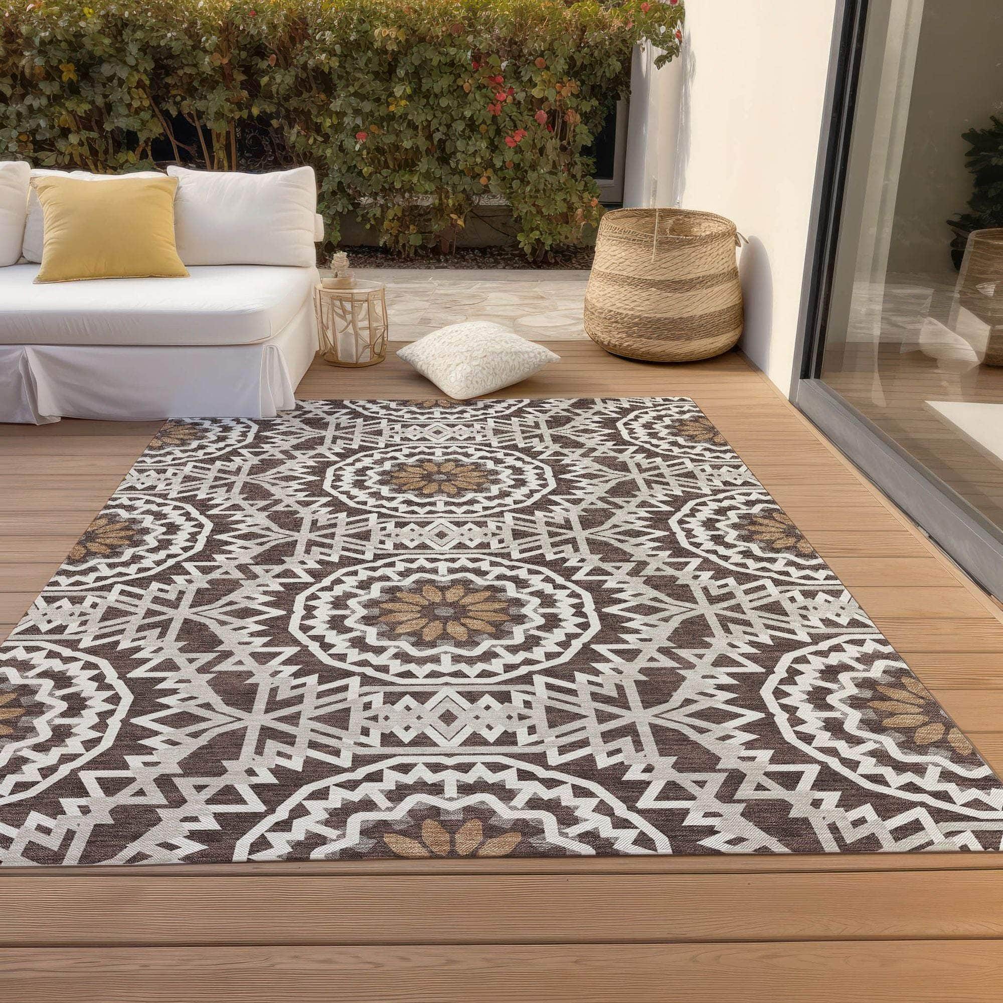 Machine Made ACN619 Chocolate Brown Rugs