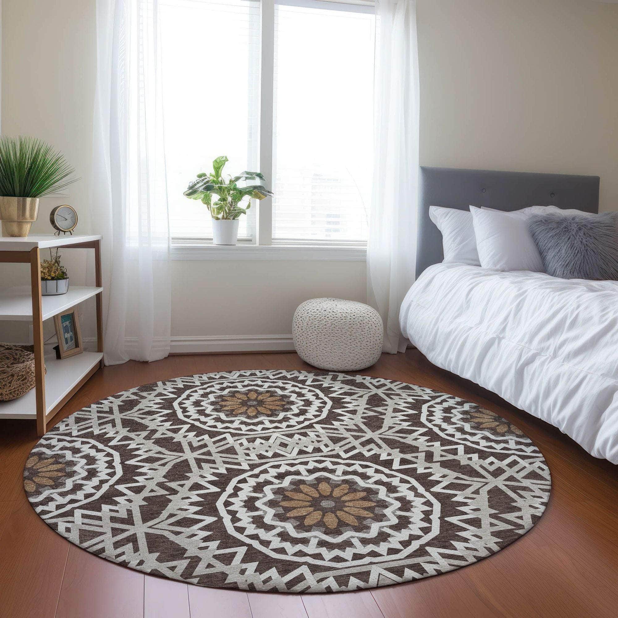 Machine Made ACN619 Chocolate Brown Rugs