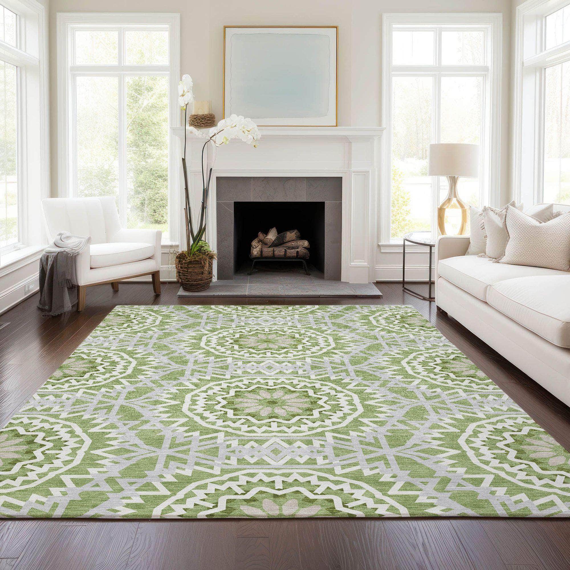 Machine Made ACN619 Green  Rugs
