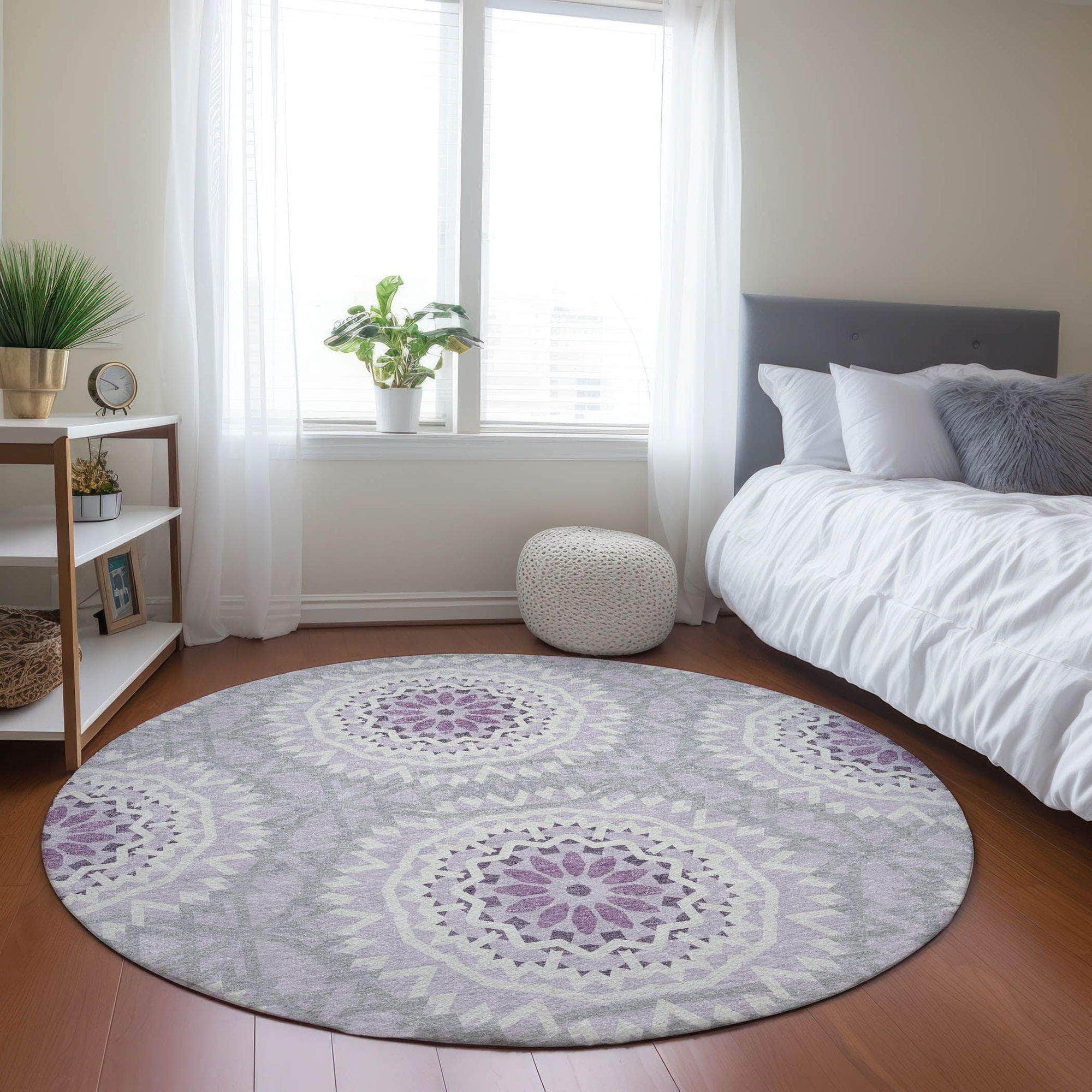 Machine Made ACN619 Lilac Purple Rugs