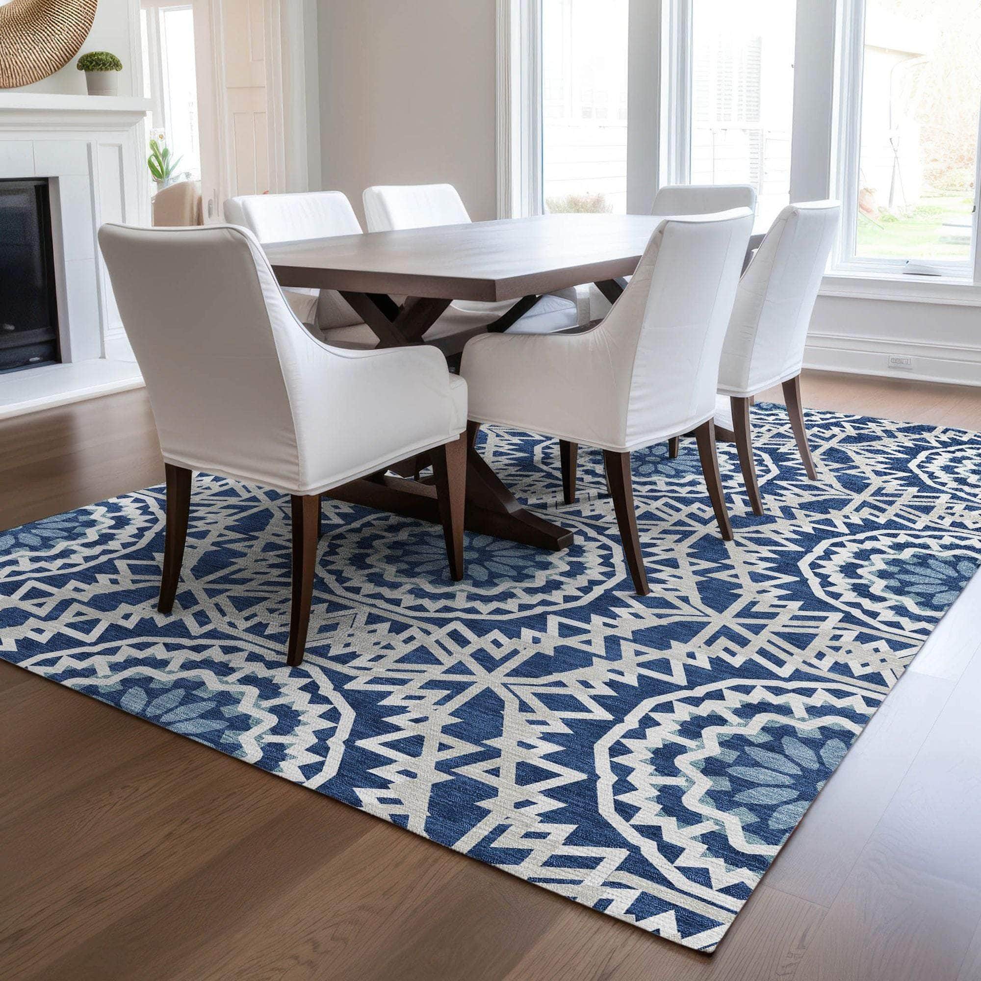 Machine Made ACN619 Navy Blue Rugs
