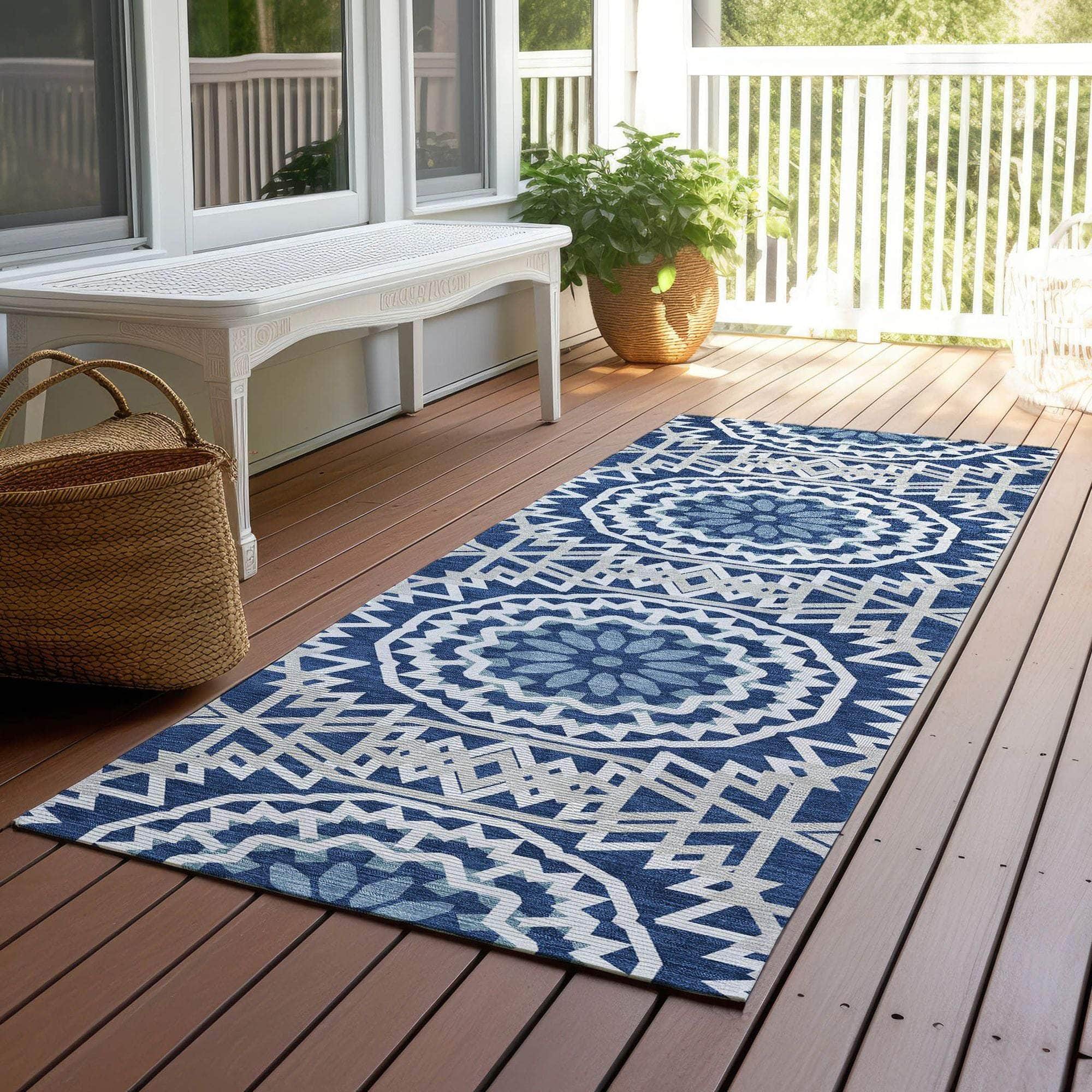 Machine Made ACN619 Navy Blue Rugs
