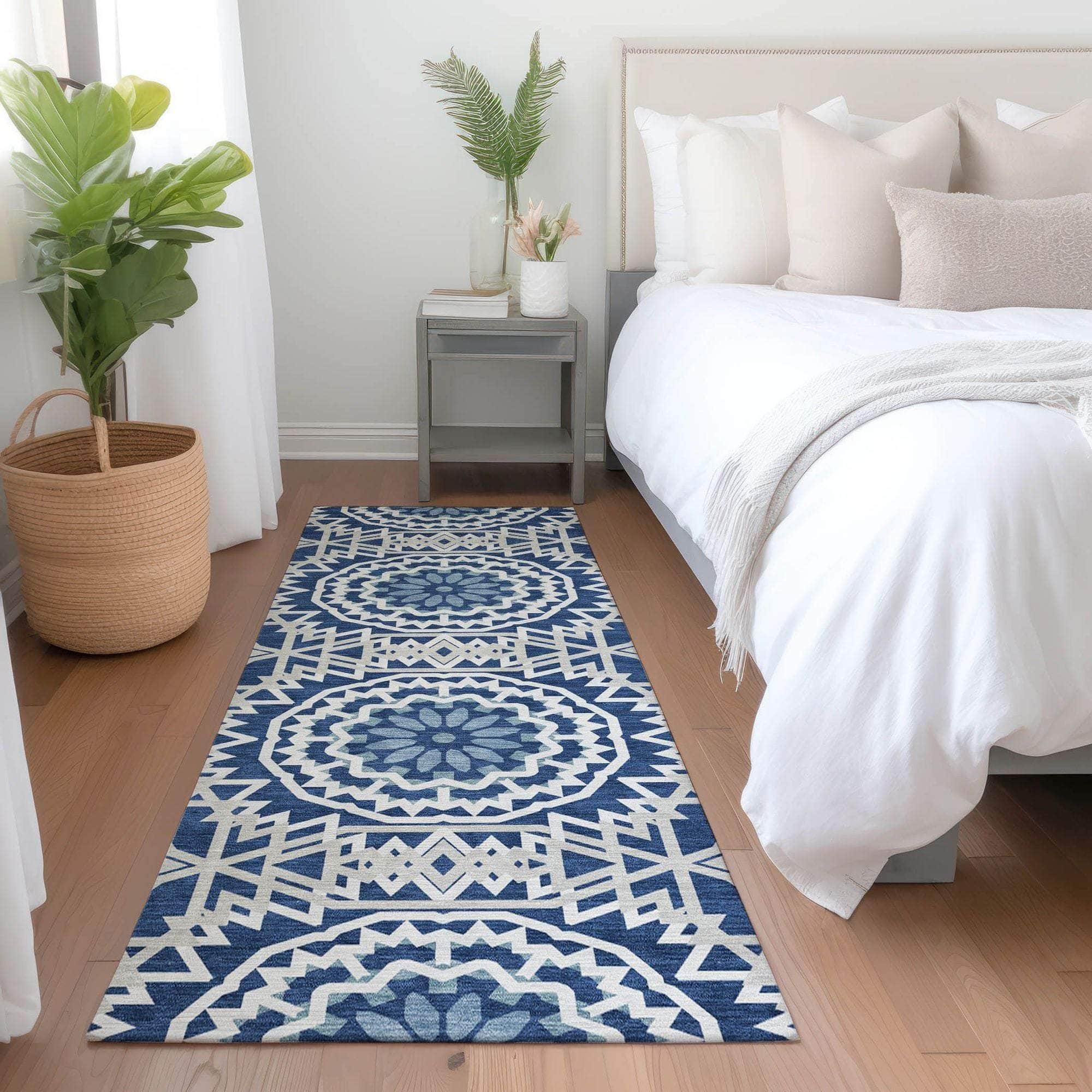 Machine Made ACN619 Navy Blue Rugs