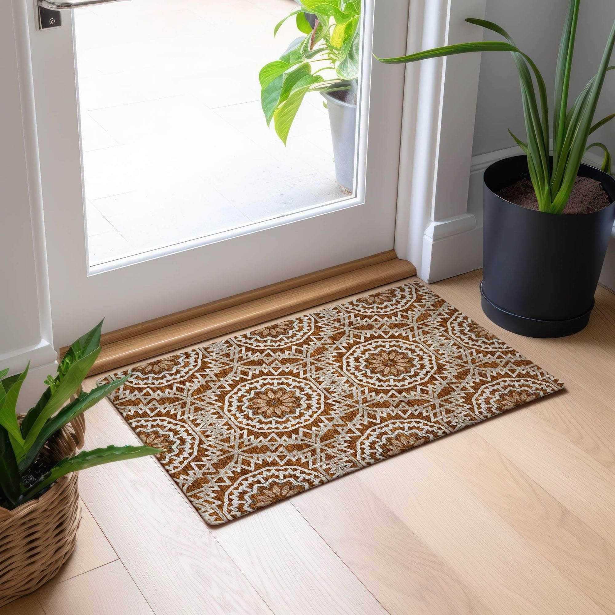 Machine Made ACN619 Paprika Orange Rugs