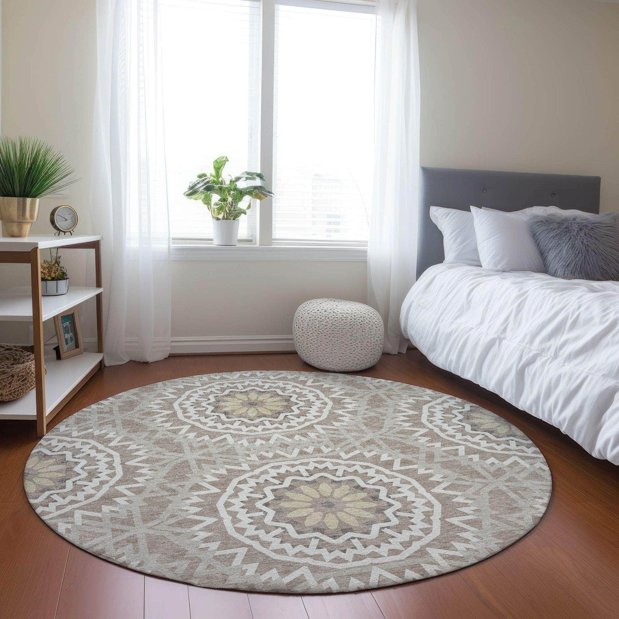 Machine Made ACN619 Taupe Brown Rugs