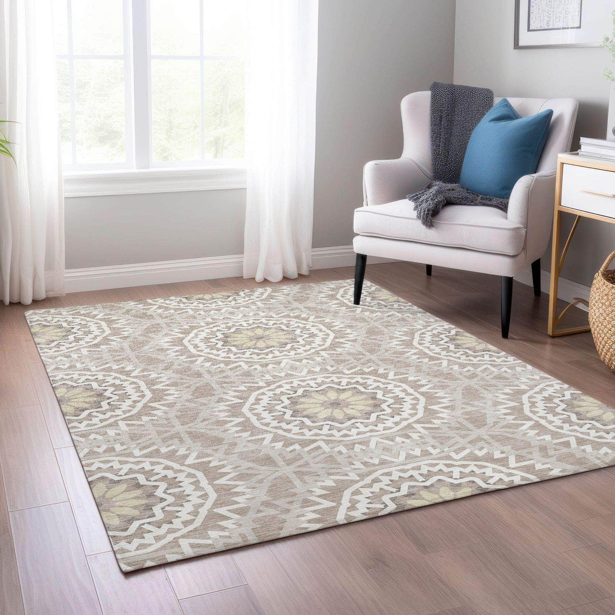 Machine Made ACN619 Taupe Brown Rugs