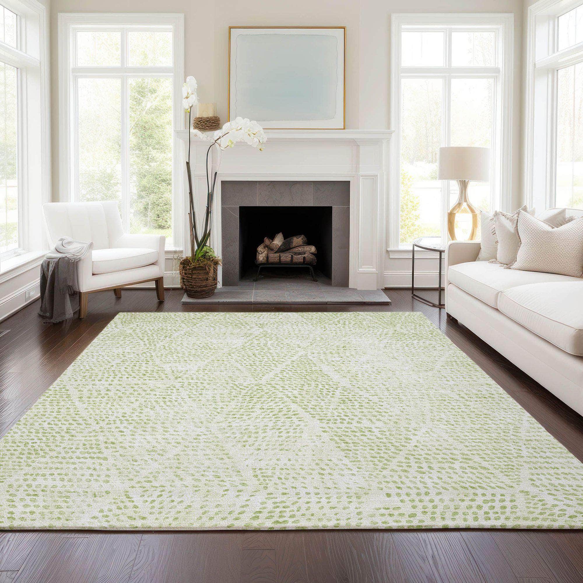 Machine Made ACN591 Aloe Green Rugs