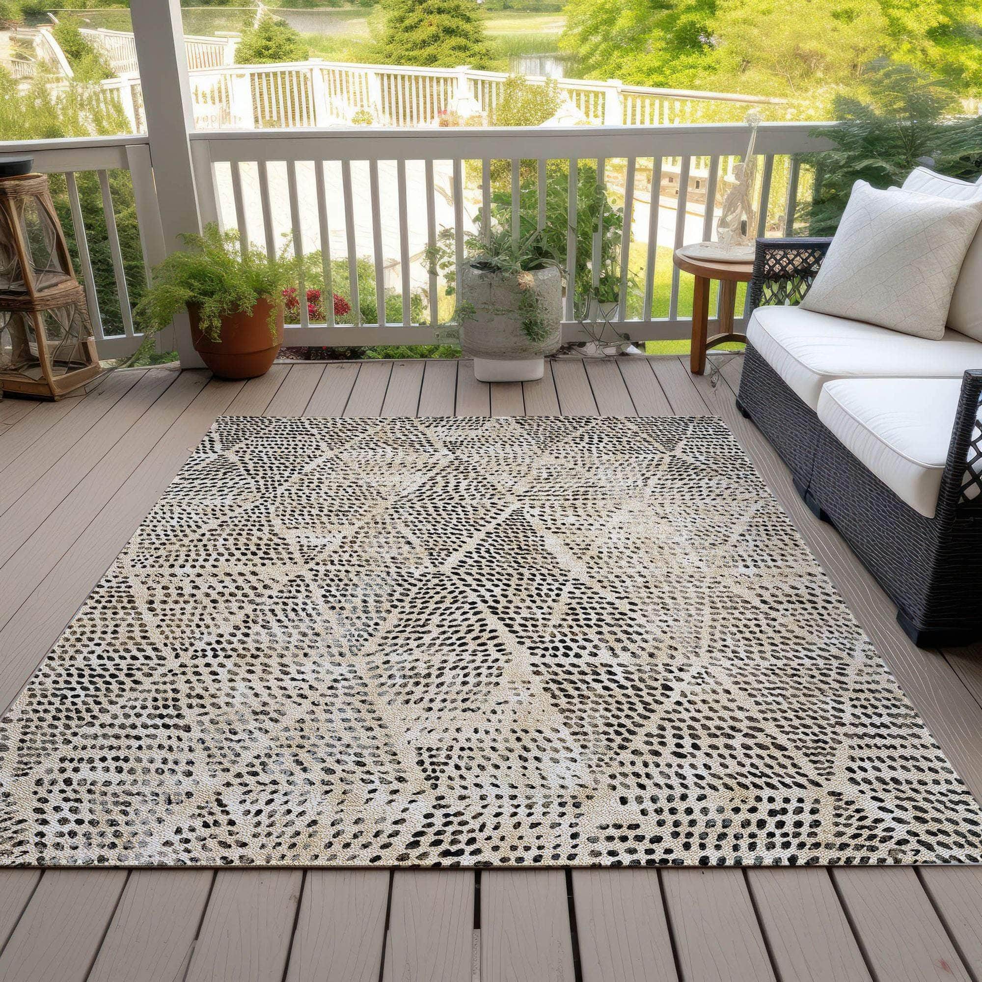 Machine Made ACN591 Beige Brown Rugs