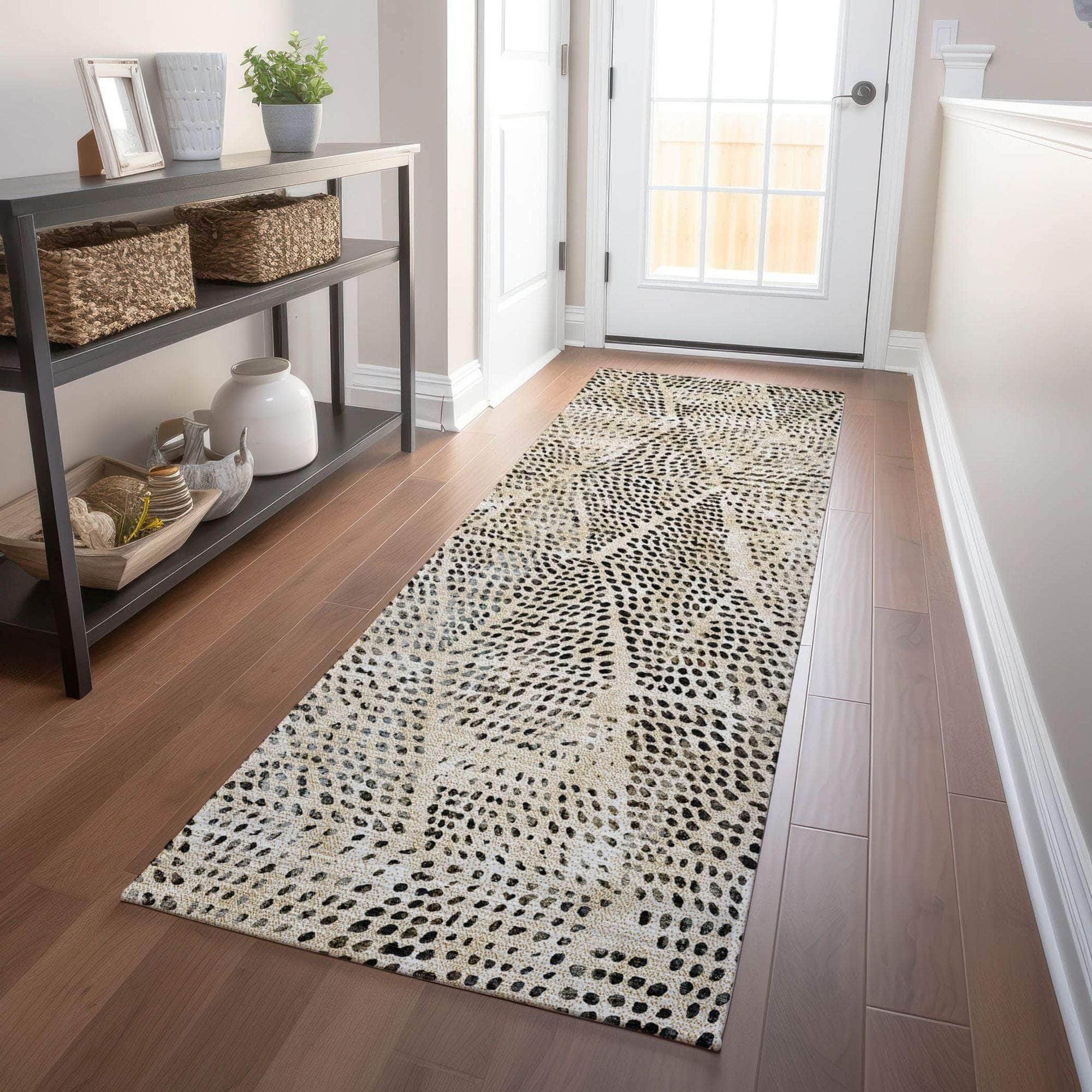 Machine Made ACN591 Beige Brown Rugs