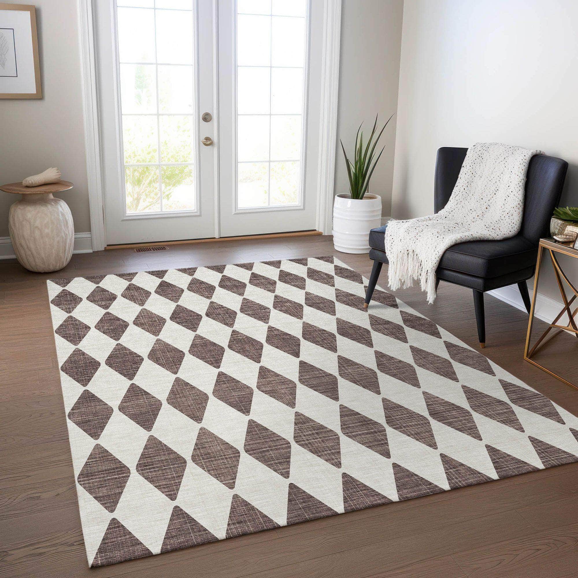 Machine Made ACN578 Brown Rugs