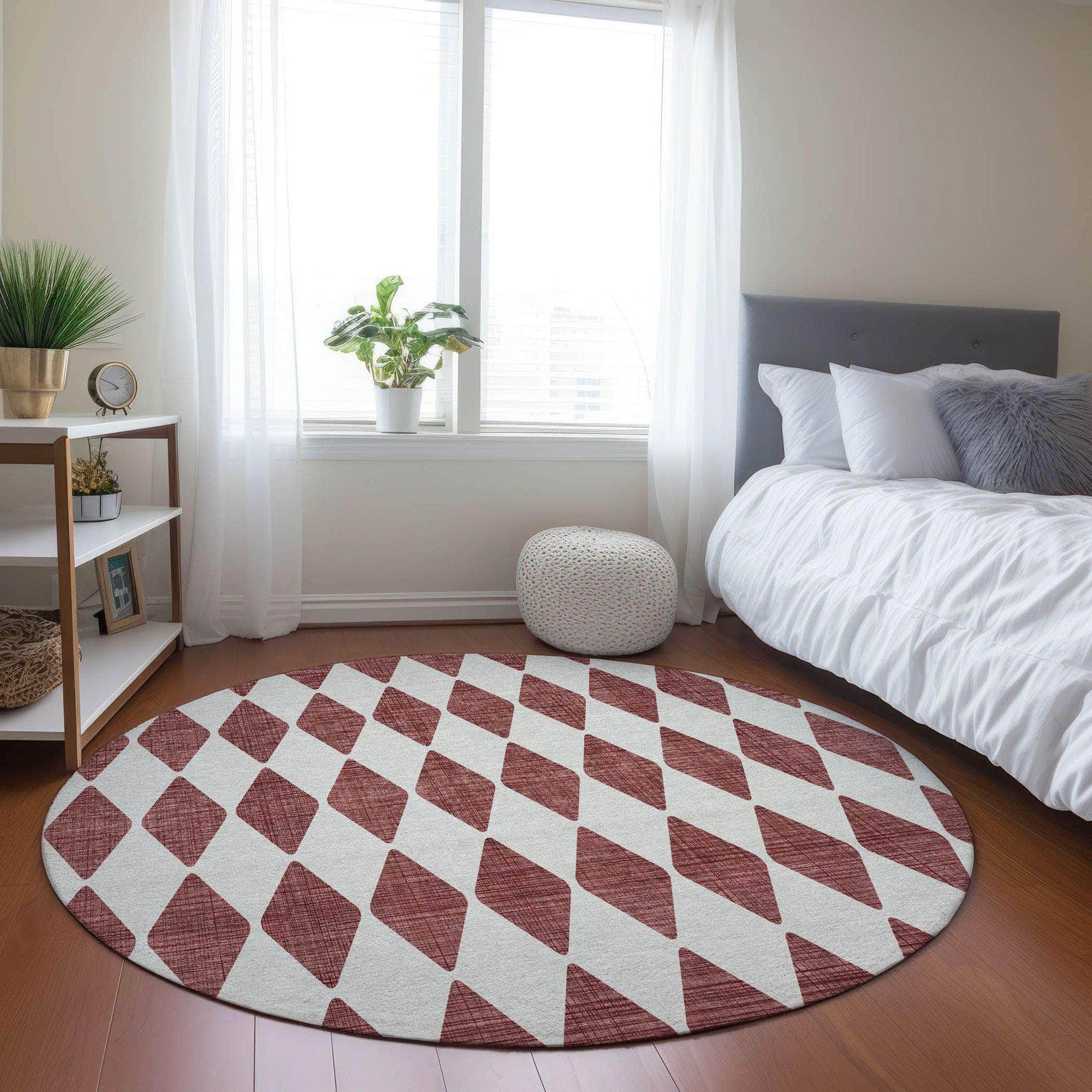 Machine Made ACN578 Burgundy Red Rugs