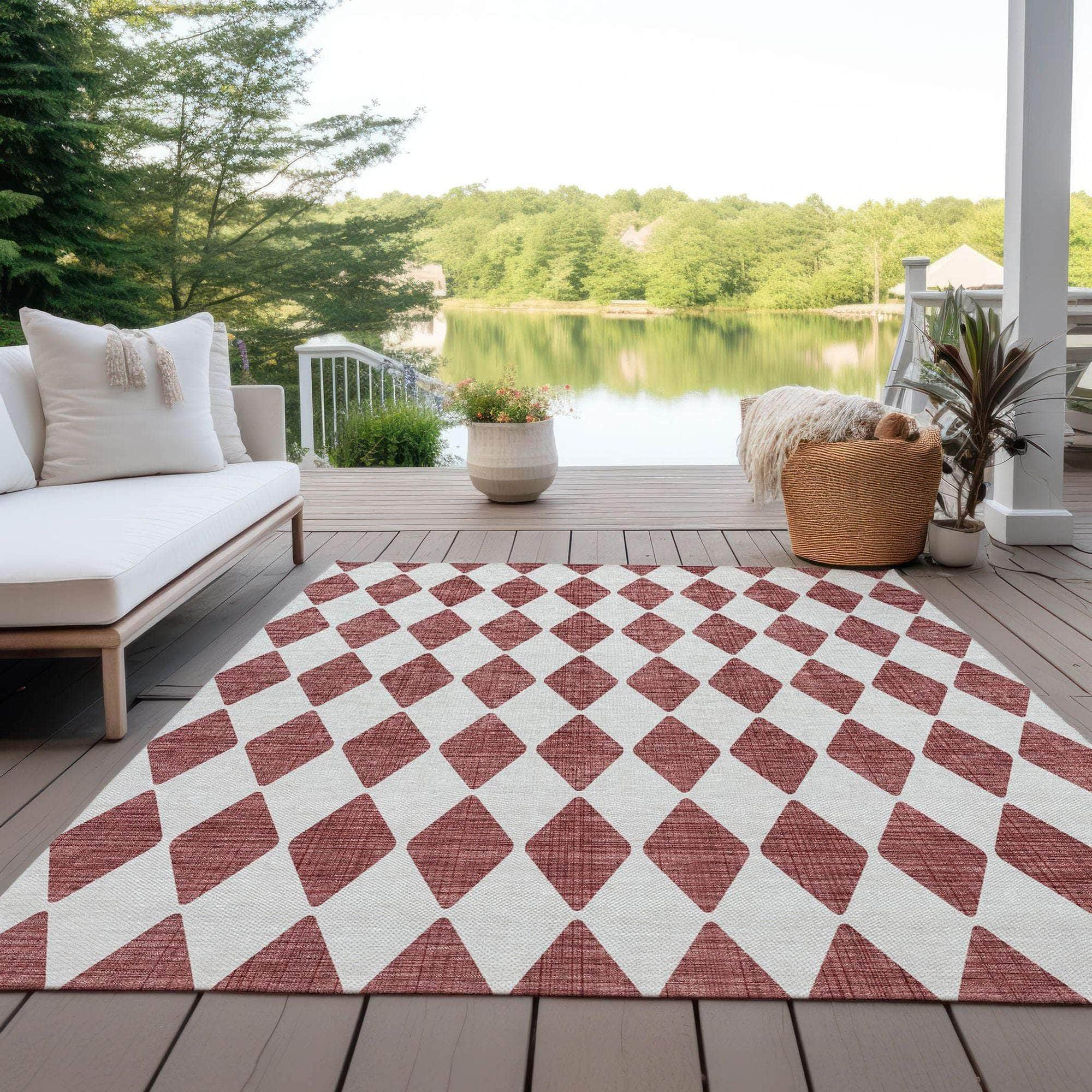 Machine Made ACN578 Burgundy Red Rugs