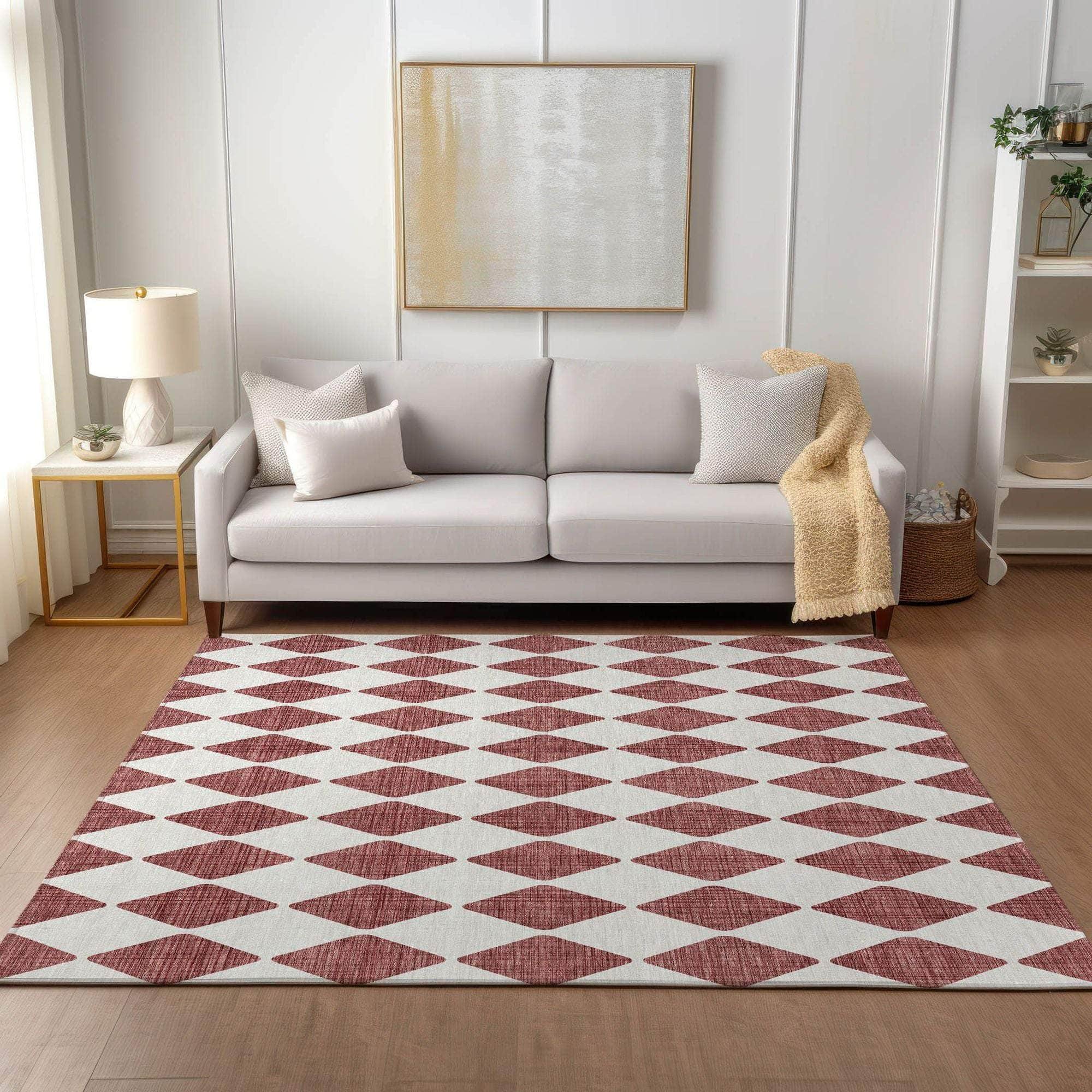 Machine Made ACN578 Burgundy Red Rugs