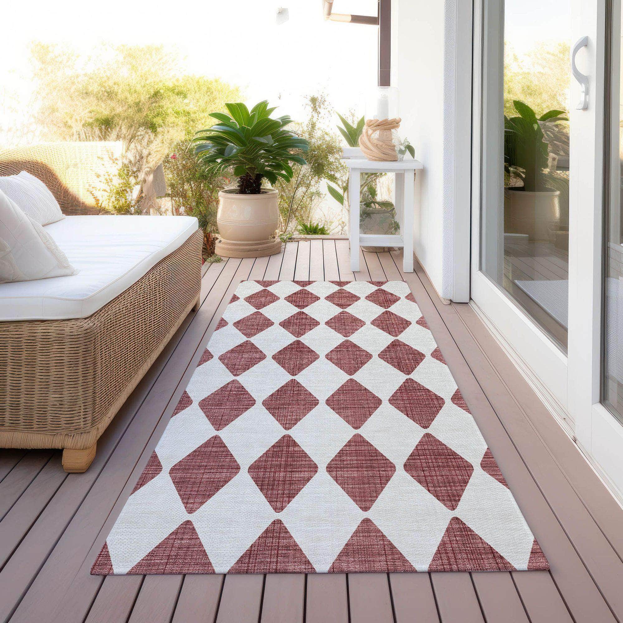 Machine Made ACN578 Burgundy Red Rugs