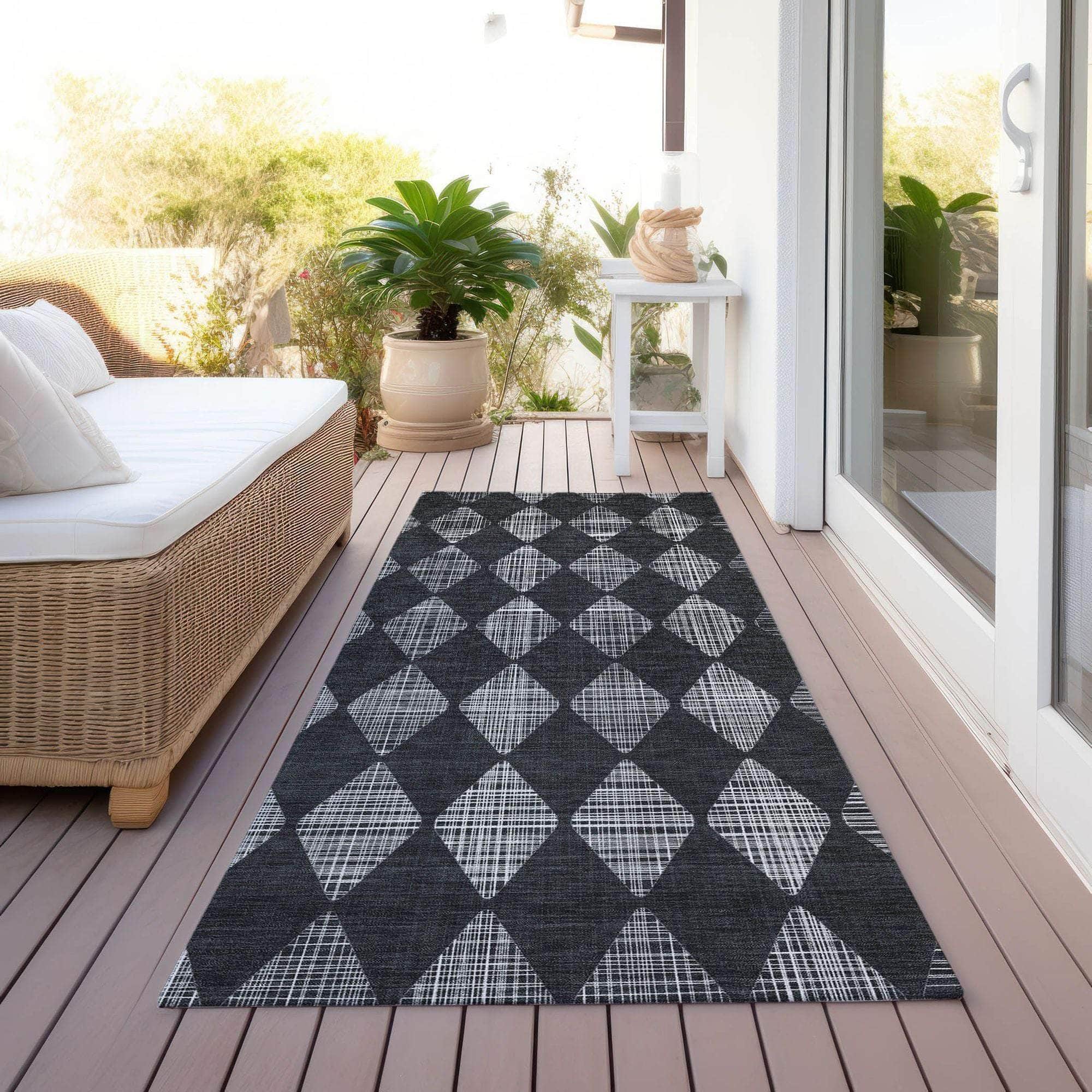 Machine Made ACN578 Charcoal Gray Rugs