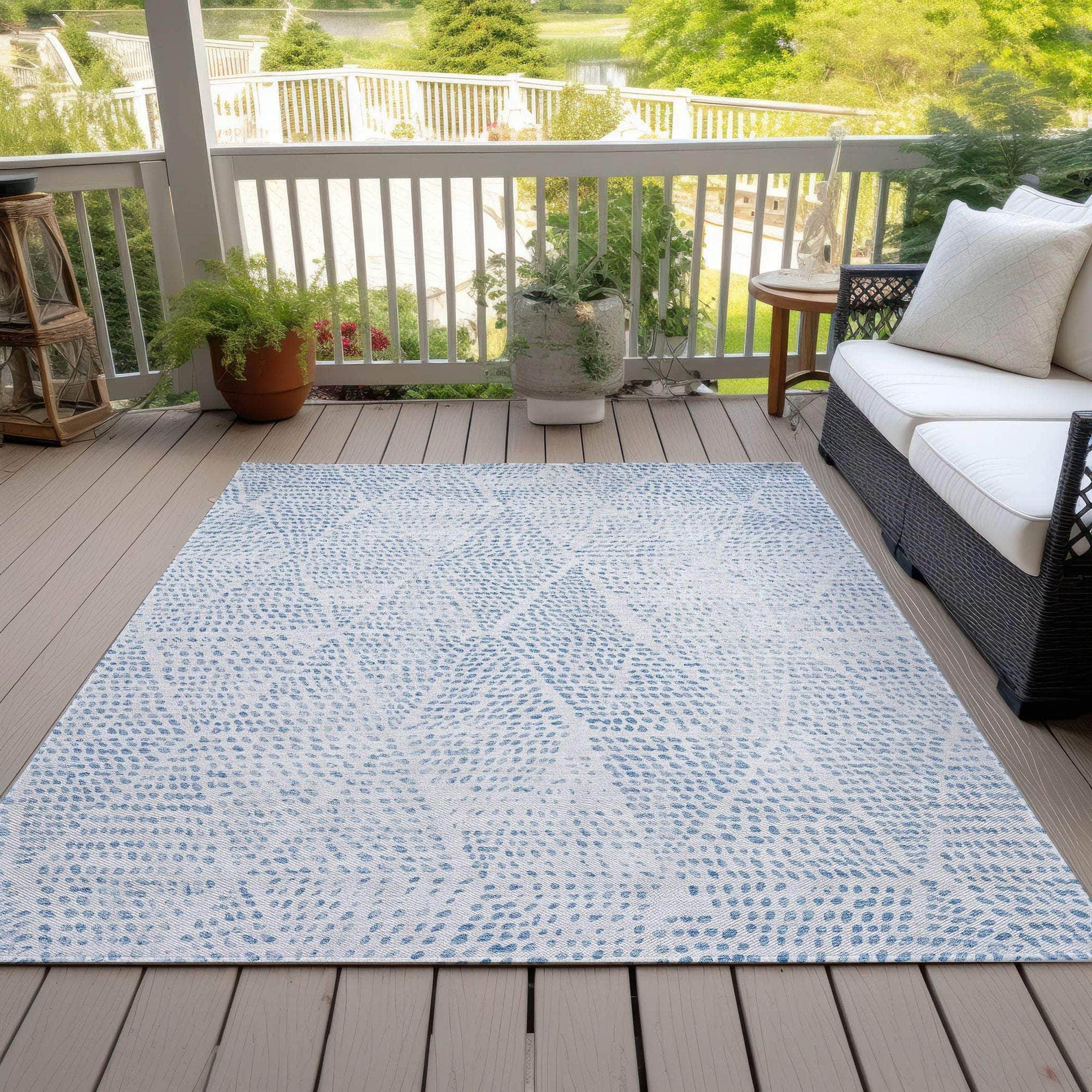 Machine Made ACN591 Denim Blue Rugs