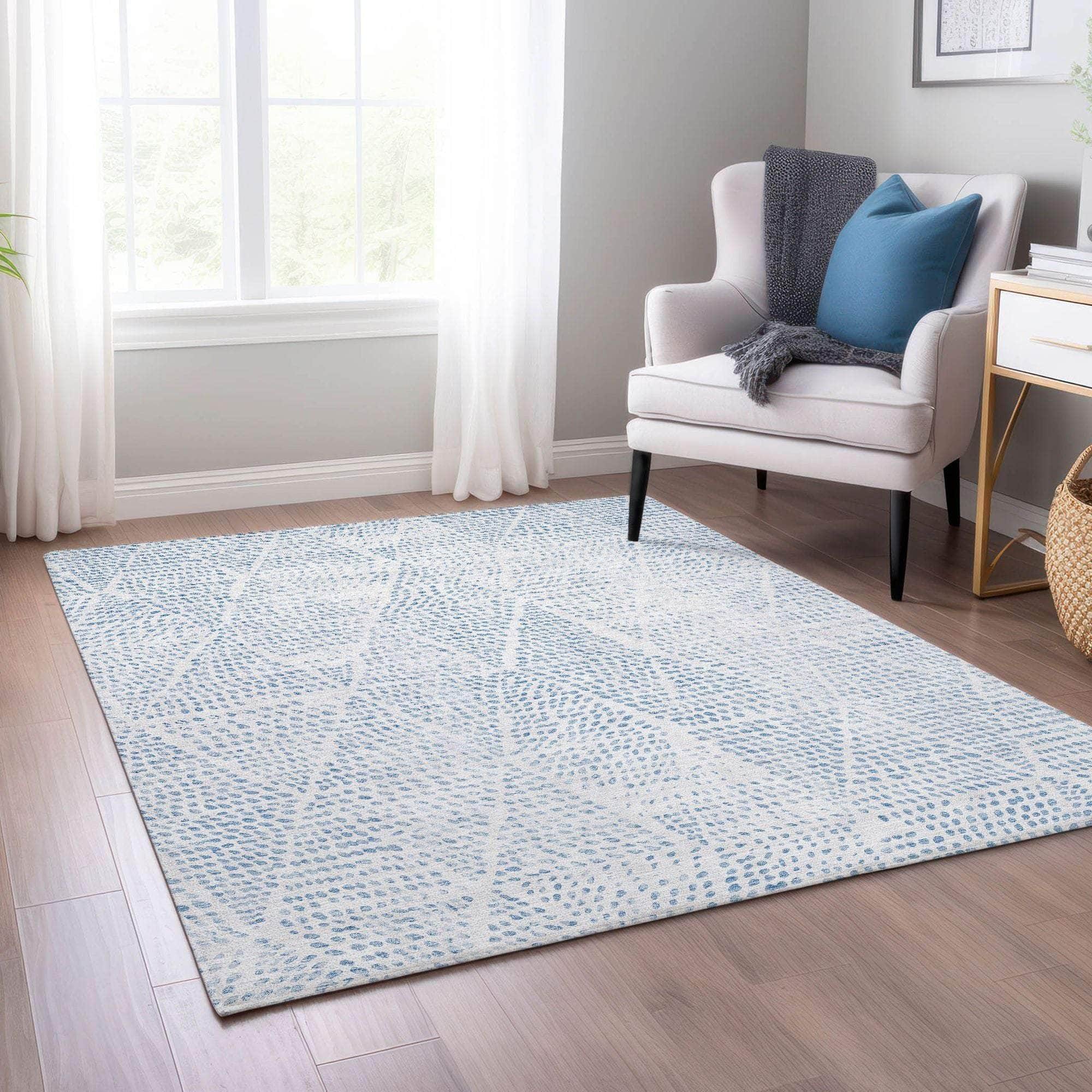 Machine Made ACN591 Denim Blue Rugs