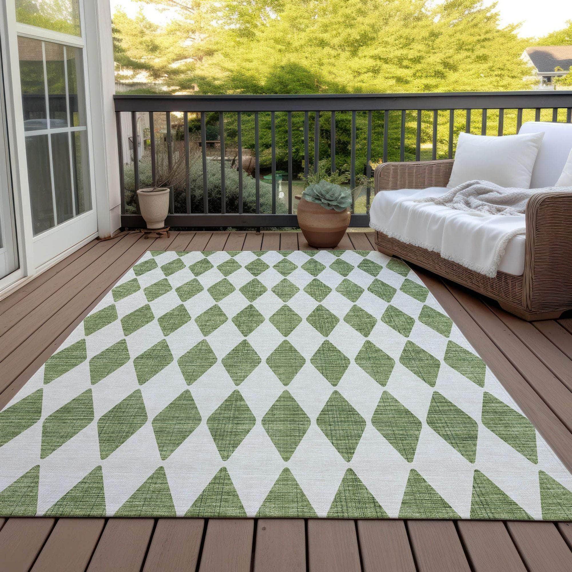 Machine Made ACN578 Green Rugs