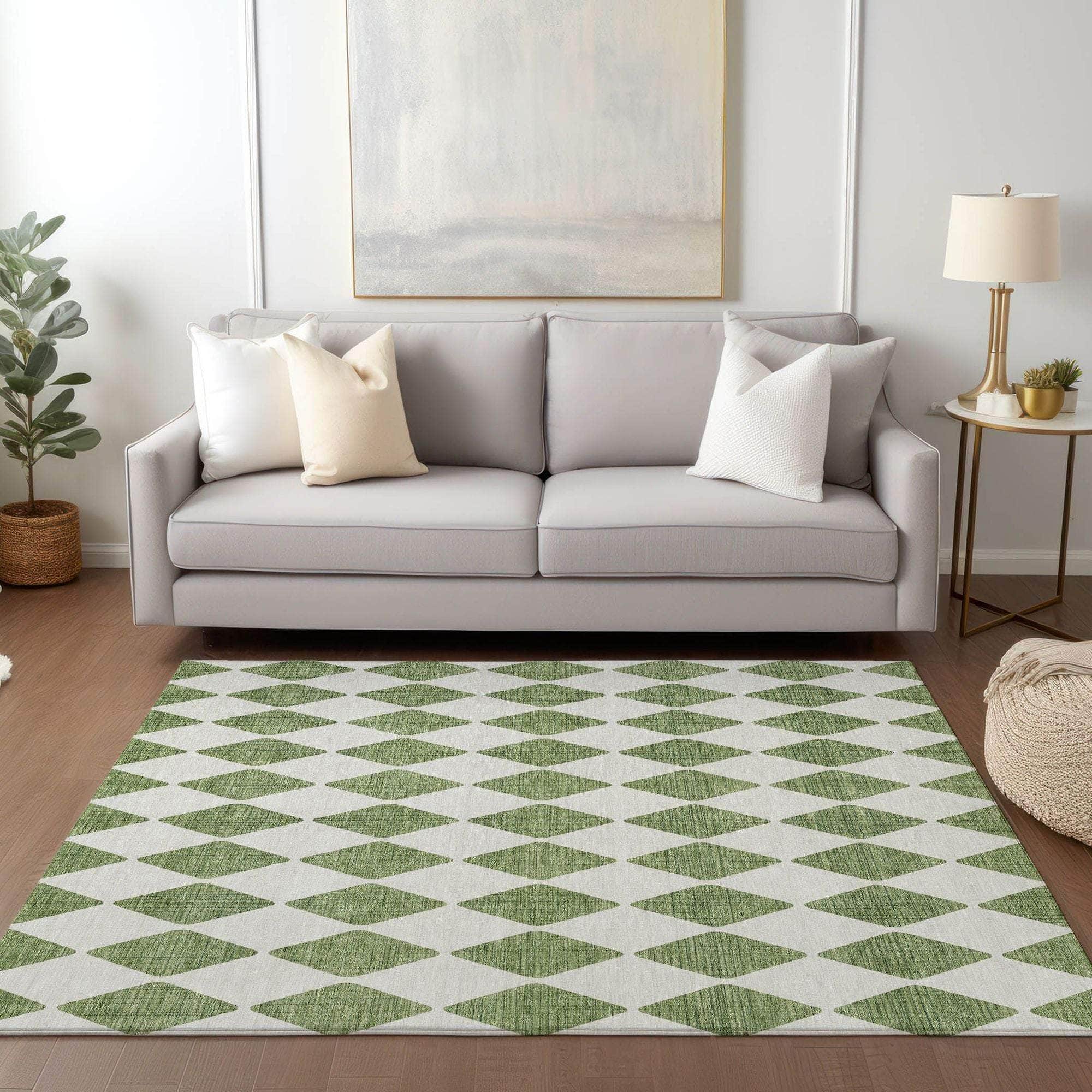 Machine Made ACN578 Green Rugs
