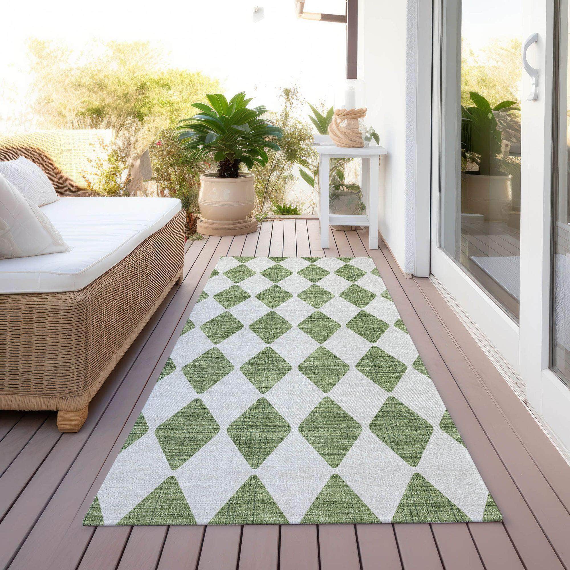 Machine Made ACN578 Green Rugs