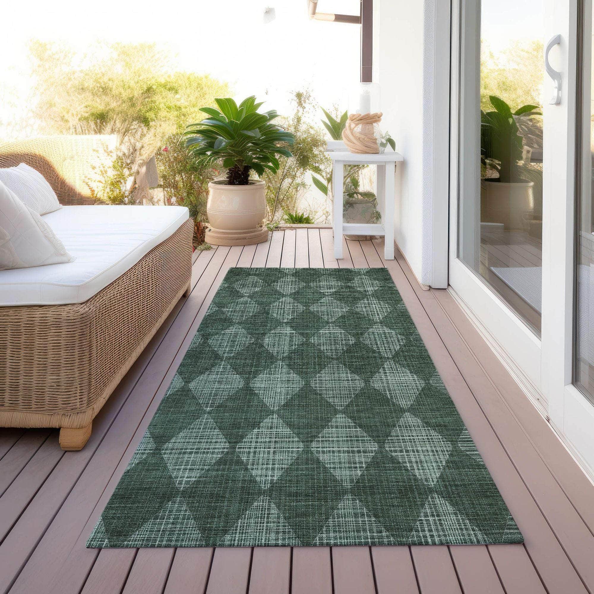 Machine Made ACN578 Olive Green Rugs